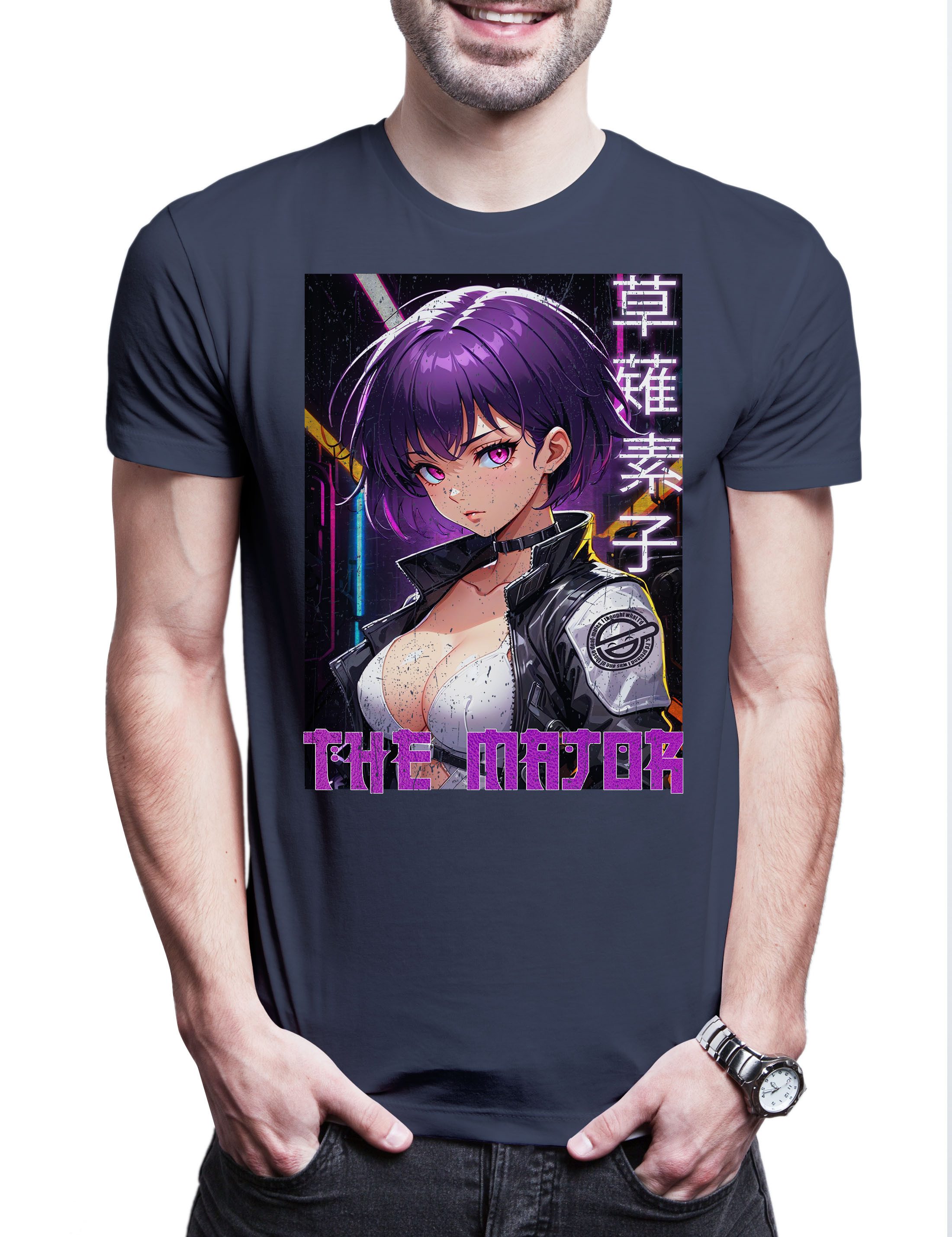 Print-Shirt The Major Herren T-Shirt The Shell Koukaku In Kidoutai Ghost Batou
