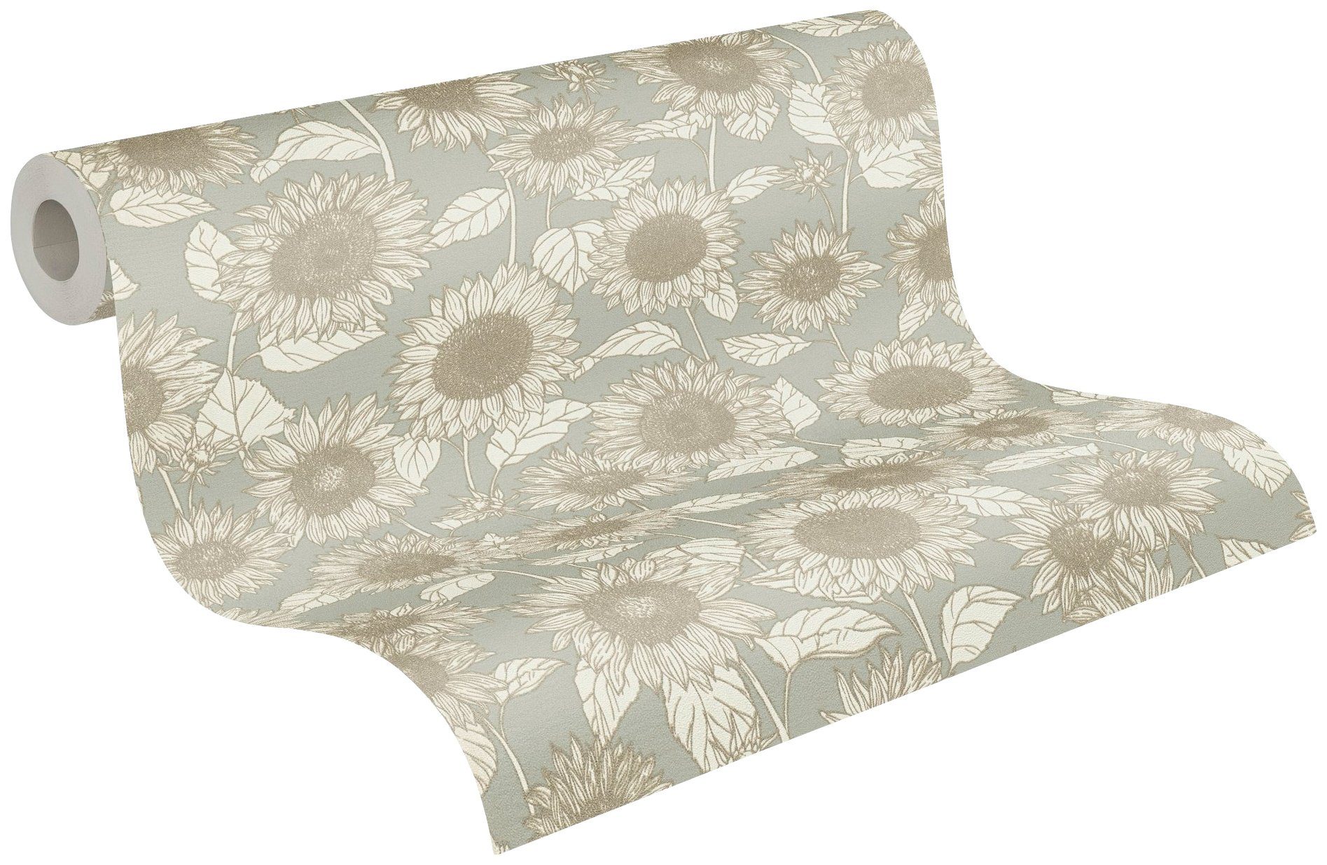 Vliestapete Tapete Life, New floral, Création beige/grau/creme A.S. Blumen botanisch,