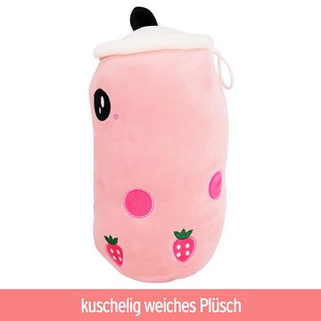 Tierkuscheltier Bubble Tea Kuscheltier rosa Erdbeer - ca. 28 cm