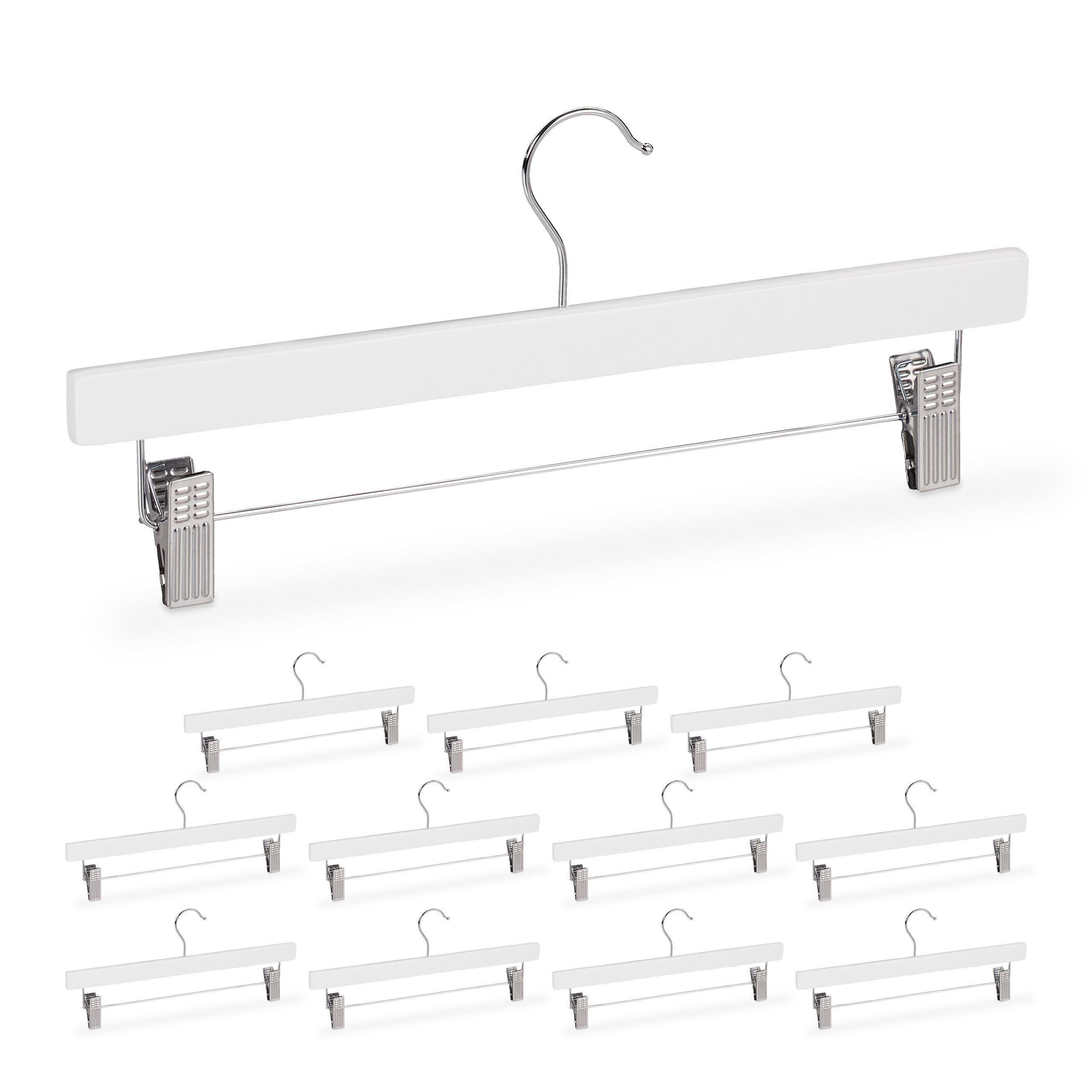 relaxdays Kleiderbügel Hosenbügel aus Holz 12 Stück, weiß günstig online kaufen