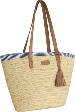 Janice Strandtasche Strandtasche 10 Liter Mindanao, Sommertasche im Maritim-Look für Damen aus Stroh