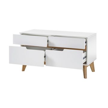 Lomadox Garderoben-Set CERVERA-05, (Spar-Set, 0-St), weiß matt lackiert furniertem Massivholz Asteiche geölt 97/196/40 cm
