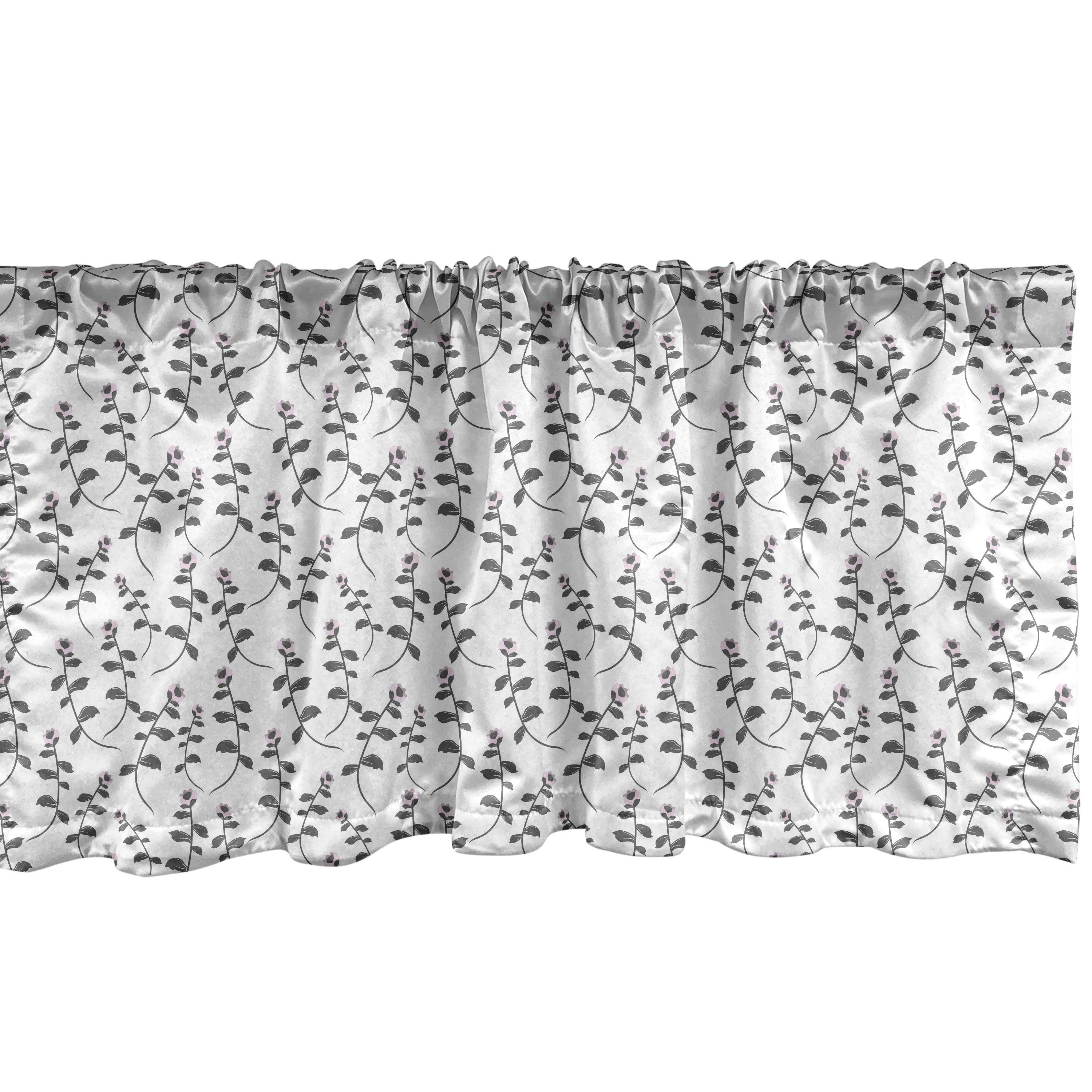 Scheibengardine Vorhang Volant für Küche Schlafzimmer Dekor mit Stangentasche, Abakuhaus, Microfaser, Botanisch Pinsel-Blumen-Kunst