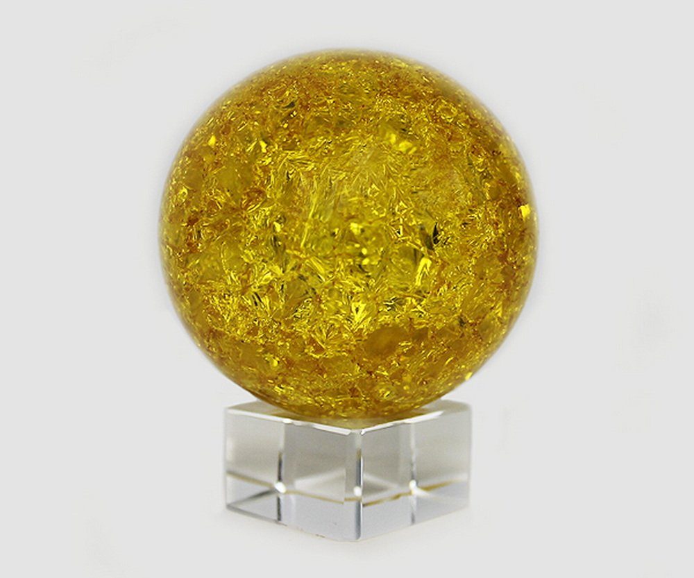 Yudu Deko-Glas Glaskugel Effekt Kugel auf Sockel Vollglas Splittereffekt