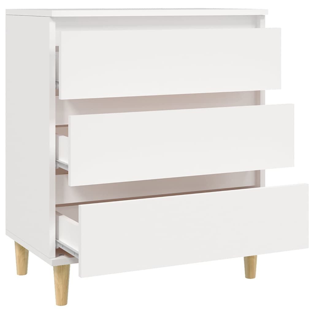 furnicato Sideboard 60 x 35 x 70 cm Weiß (1 St), Kommode mit 3 Schubladen und Massivholzbeinen für dein Wohnzimmer – Bild 5 von 5