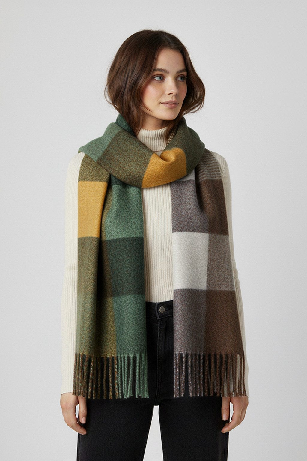 Faera Modeschal Weicher Strick Schal mit Fransen - Stilvoller Winter Halswä günstig online kaufen