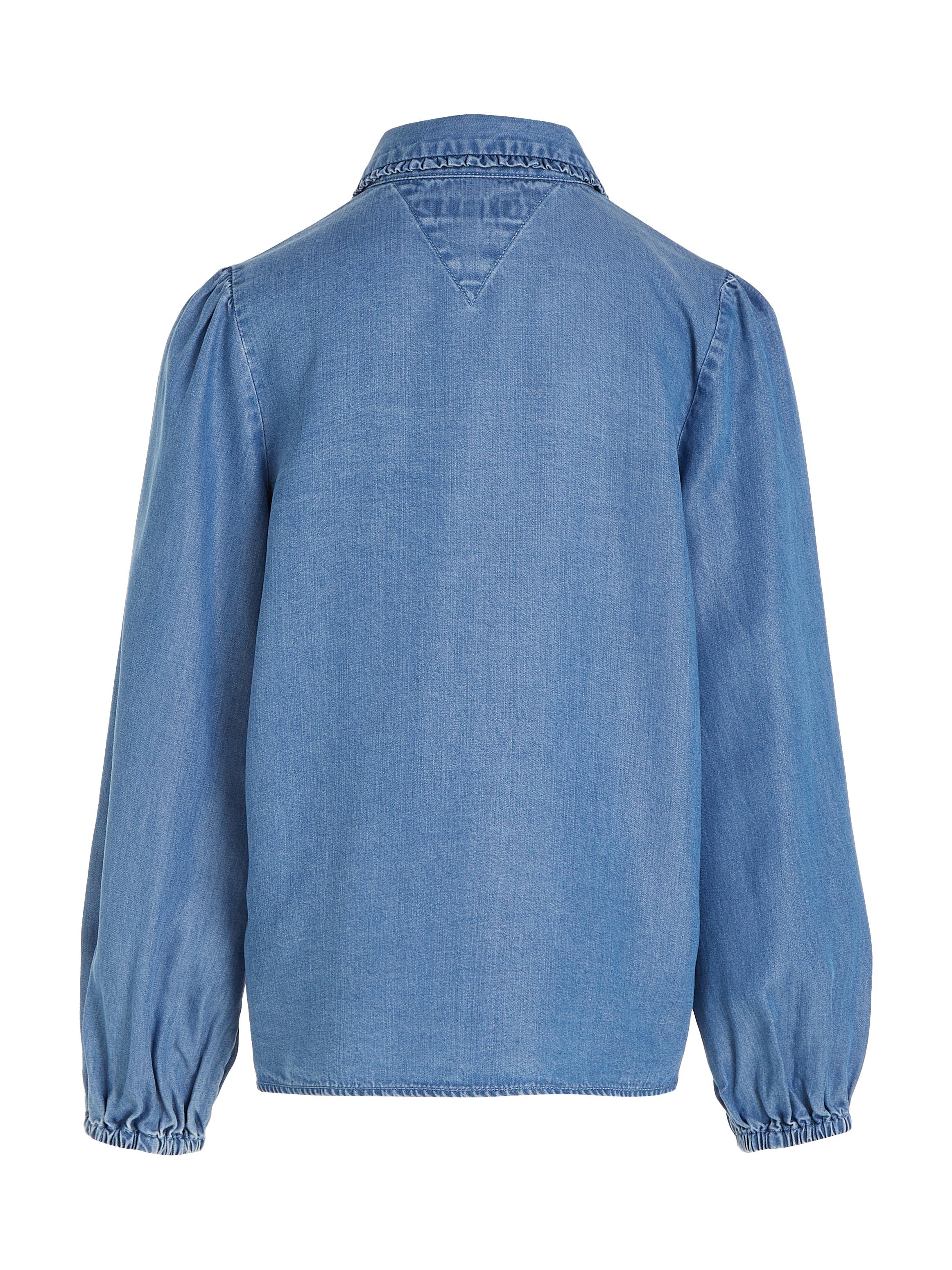 SHIRT TENCEL im Bluse Hilfiger COLLAR Denim-Style Klassische RUFFLE Tommy