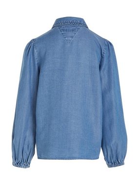 Tommy Hilfiger Klassische Bluse TENCEL RUFFLE COLLAR SHIRT im Denim-Style