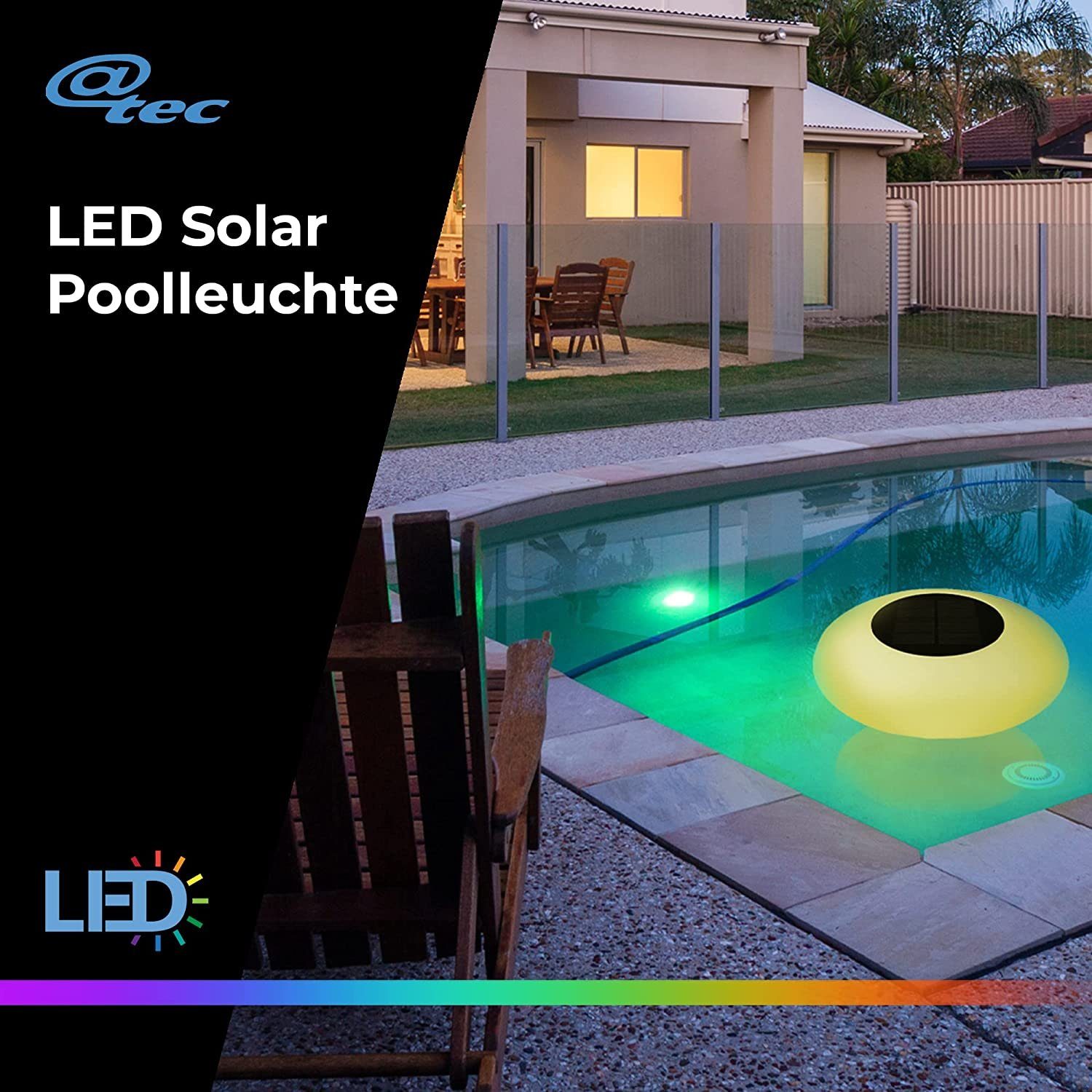 @tec Pool-Lampe schwimmendes Pool Licht (Dm. 25 cm), Solar,LED, Gartenbeleuchtung, Schwimmdeko, RGB, Farbwechsel