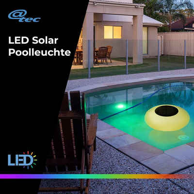 @tec Pool-Lampe schwimmendes Pool Licht (Dm. 25 cm), Solar, LED, LIcht, Teichleuchte, Gartenbeleuchtung, Schwimmdeko für Außen, RGB, Farbwechsel, mit Fernbedienung