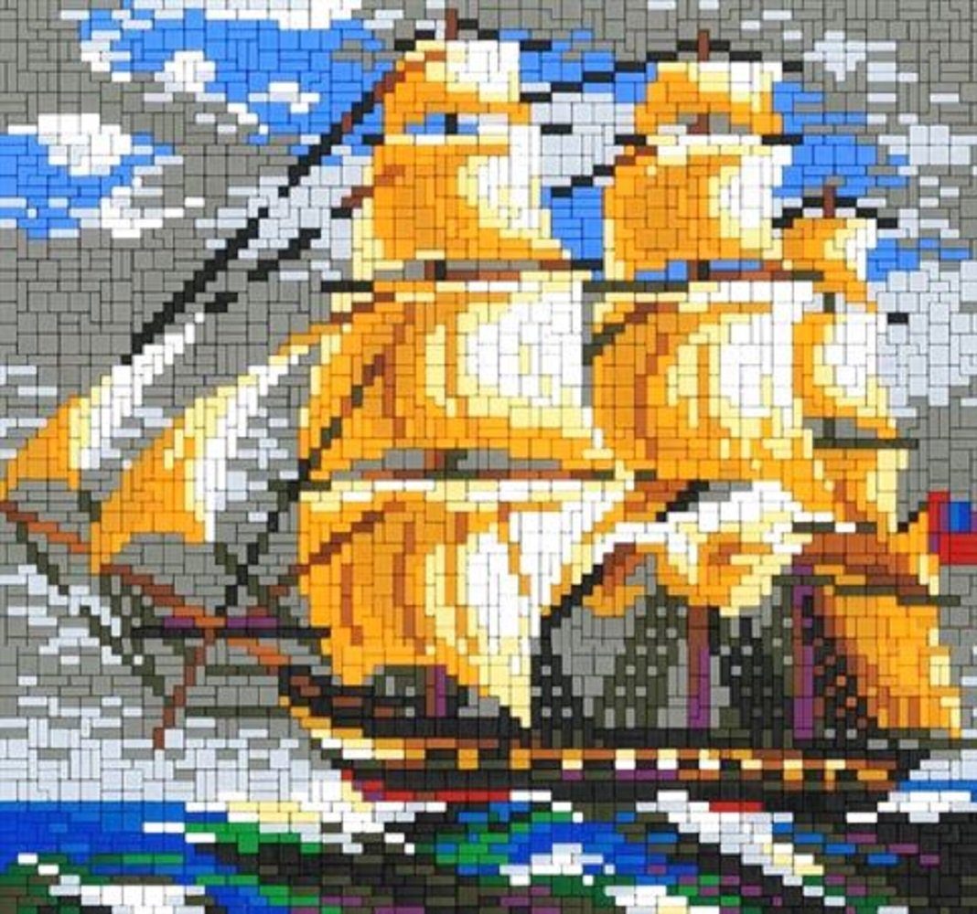Stick it Steckpuzzle Segelschiff mit drei Masten, 4400 Пазлиteile, Bildgröße: 40 x 40 cm
