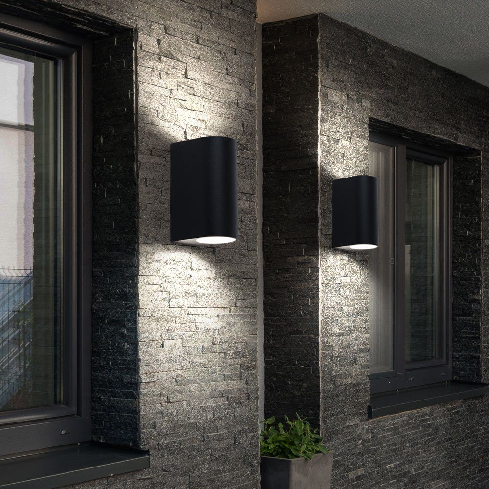 Außenleuchte schwarz Aluminium & nicht Down Fassadenleuchte inklusive, Leuchtmittel Außen-Wandleuchte, etc-shop Up