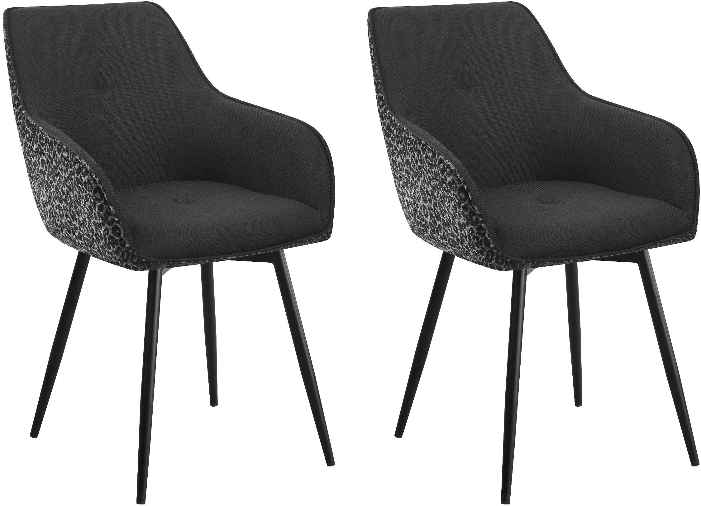 OTTO home Esszimmerstuhl Lincoln (Set, 2 St), moderner Stuhl mit Leopardenlook, Webstoff und 360°-Drehfunktion