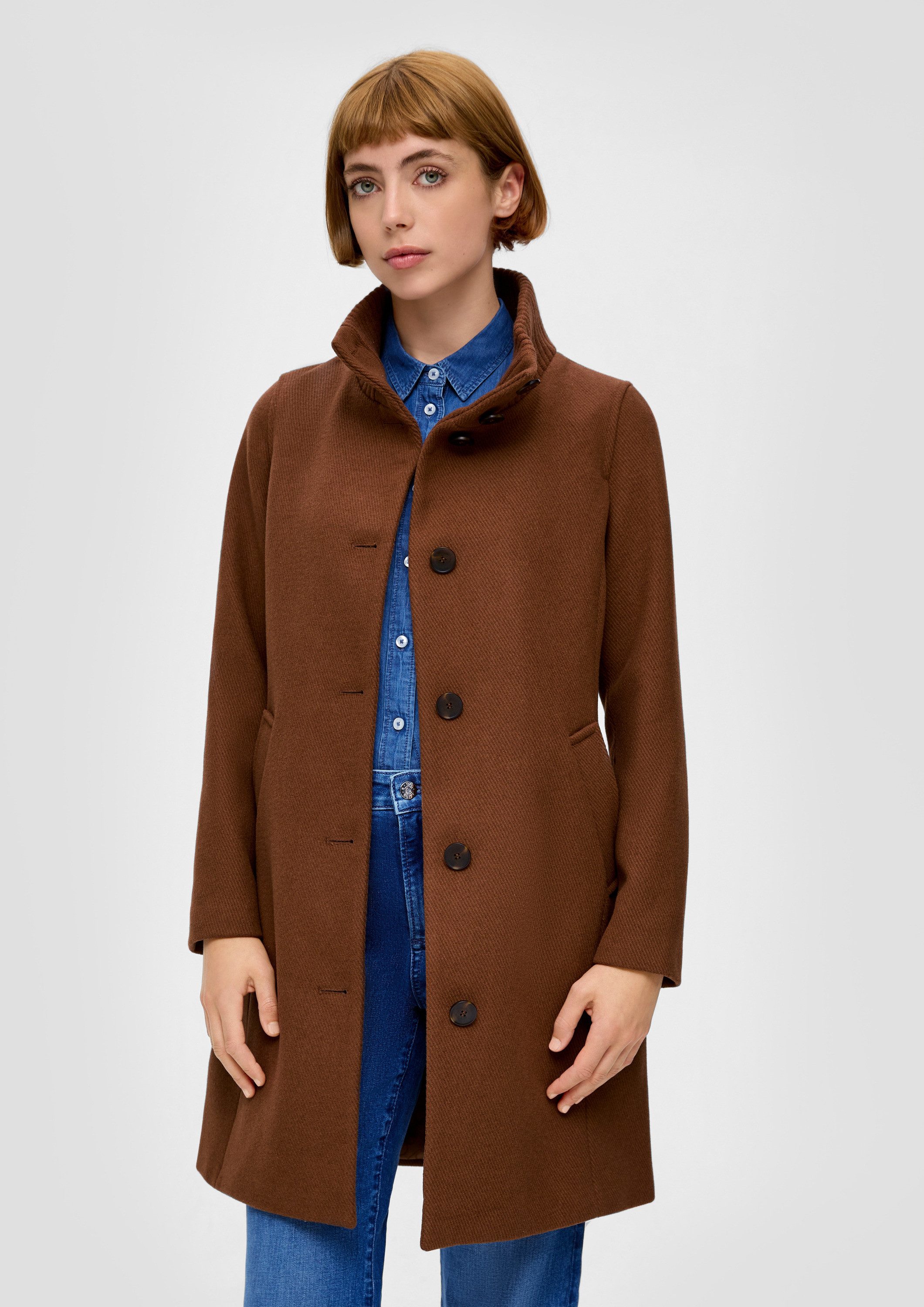 s.Oliver Funktionsmantel Outdoor-Mantel Twillmantel mit Stehkragen