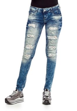 Cipo & Baxx Slim-fit-Jeans mit Glitzer-Elementen im Slim-Fit