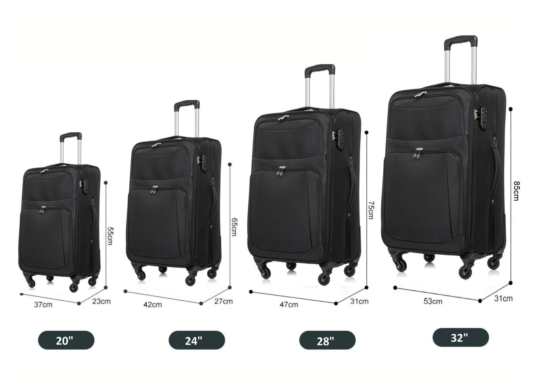 Cheffinger Kofferset Hochwertiges 4er Kofferset aus Stoff Erweiterbar und 3 günstig online kaufen