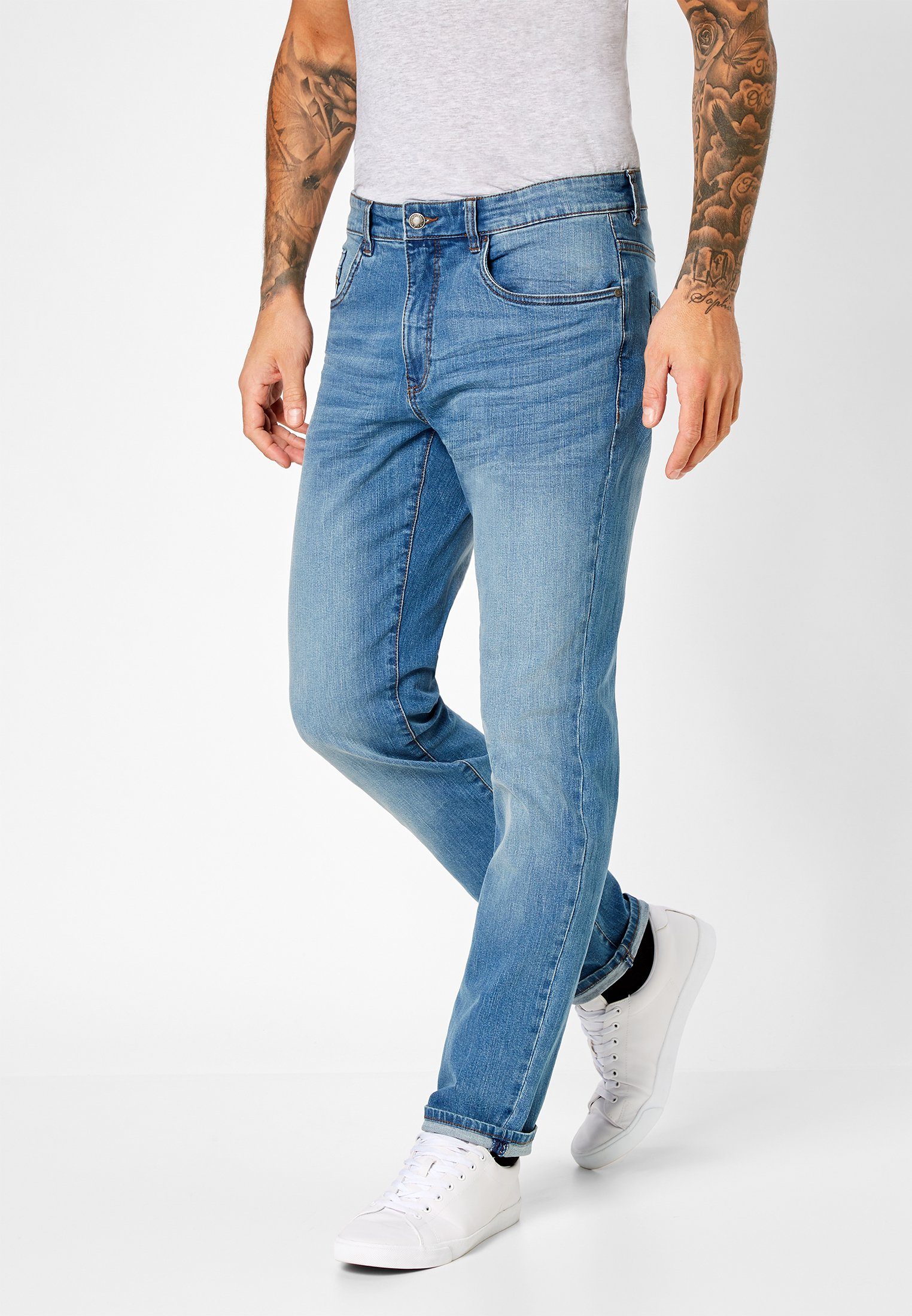 Modern-Fit medium Jeans mit stone used Denim Stretchanteil Redpoint 5-Pocket-Jeans Barrie