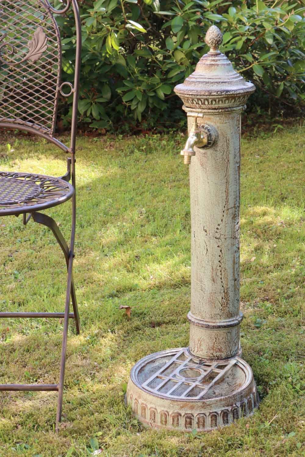 78cm Waschbecken Aubaho Standbrunnen Antik-Stil Eisen Waschplatz grün Brunnen Gartenbrunnen