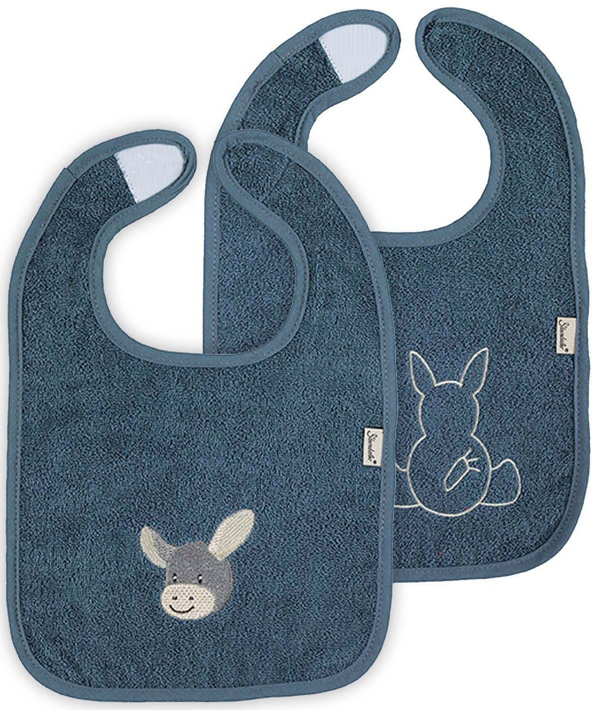 Lätzchen Doppelpack, Klettlätzchen Emmi, graublau