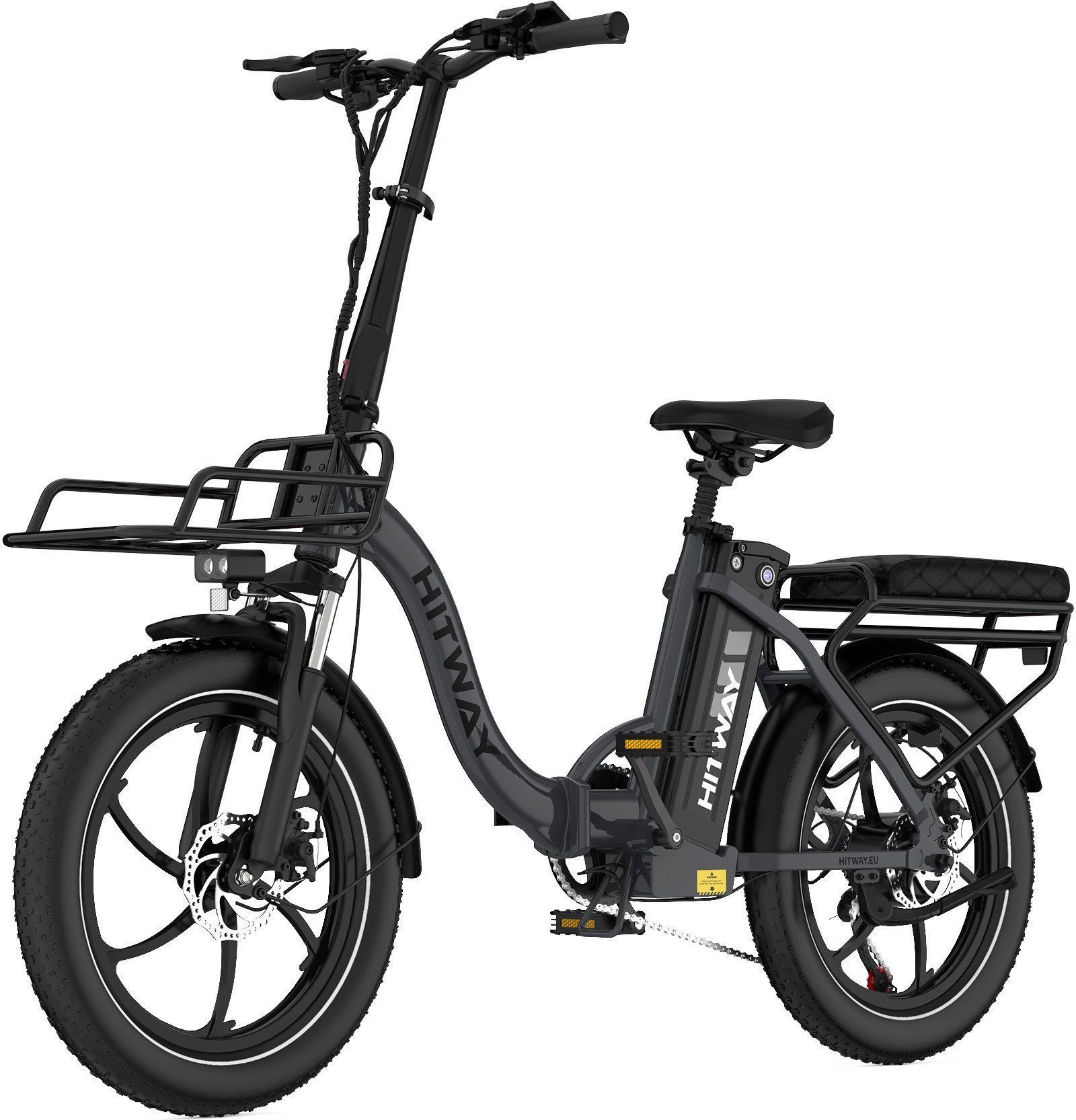 HITWAY E-Bike Cityrad 20*3,0 Zoll Elektrofahrrad 36V15,6Ah Akku bis zu 150km Reichweite, Shimano Schaltwerk, Heckmotor, 561,6 Wh, (mit Akku-Schlüssel, Schloss, mit Akku Ladegerät, mit Werkzeug), Klappfahrrad E Mountainbike für Damen u. Herren