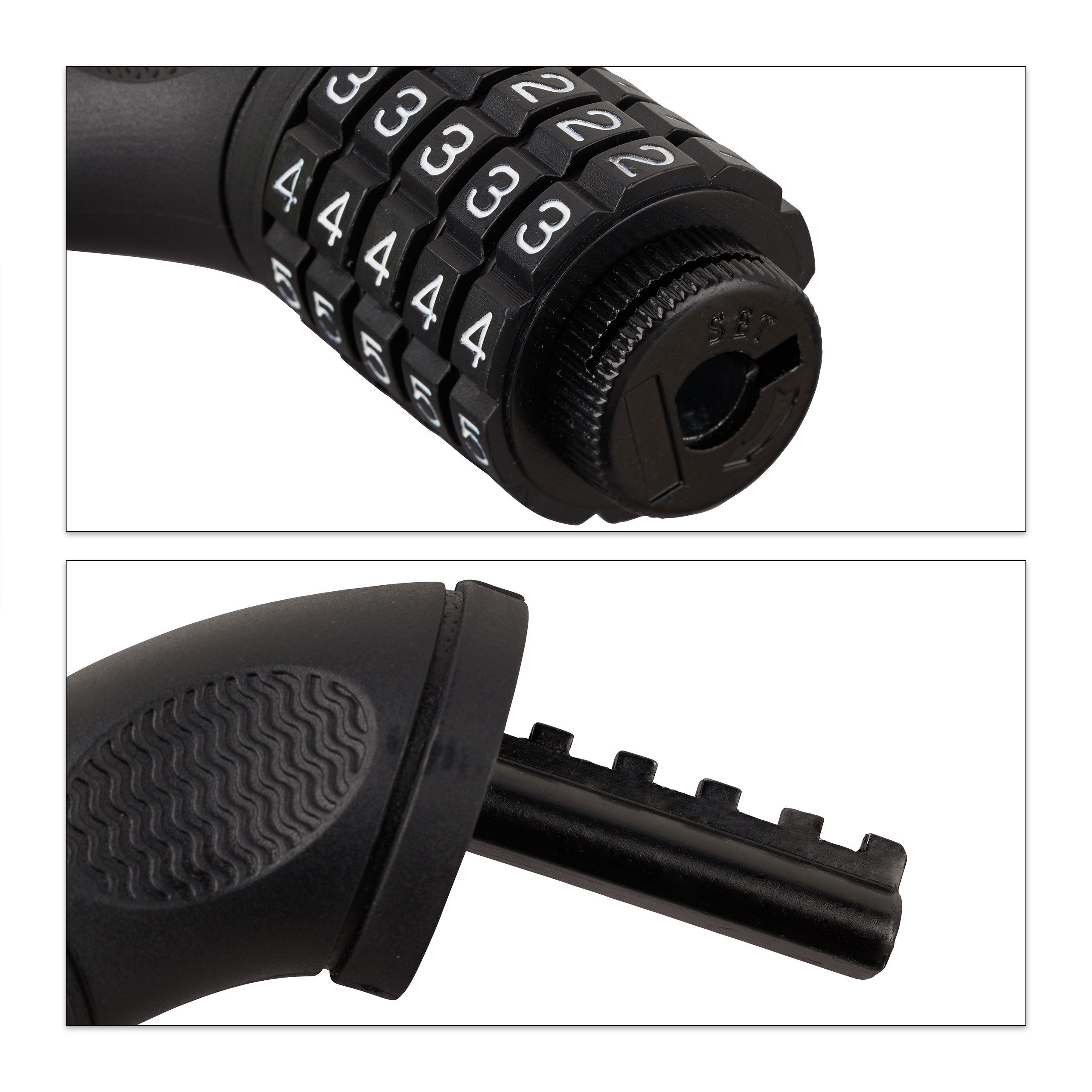 relaxdays Zahlenkettenschloss Zahlenschloss Fahrrad 5-stellig, rot