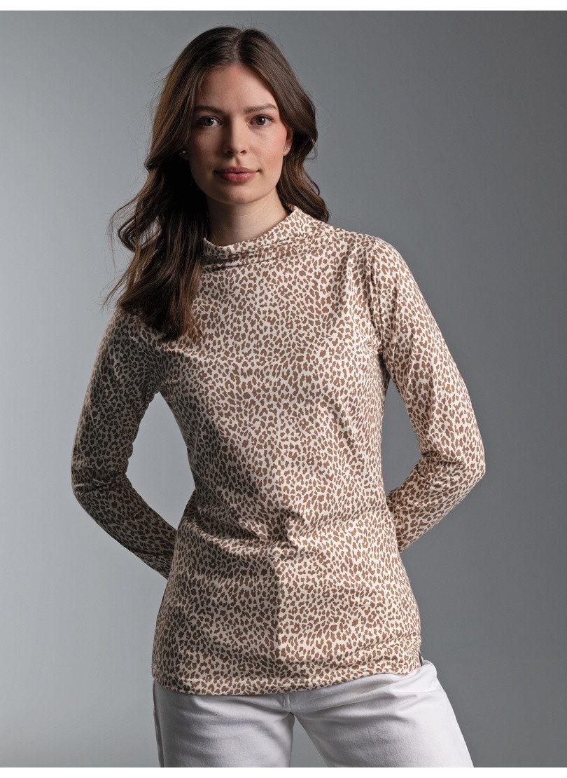 Trigema Rollkragenshirt TRIGEMA Turtleneck Shirt mit leichtem Leo Muster (1-tlg)