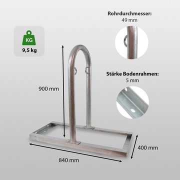 TRUTZHOLM Fahrradständer Fahrradanlehnbügel 90 x 84 cm feuerverzinkt grau mit Bodenrahmen Fahrr