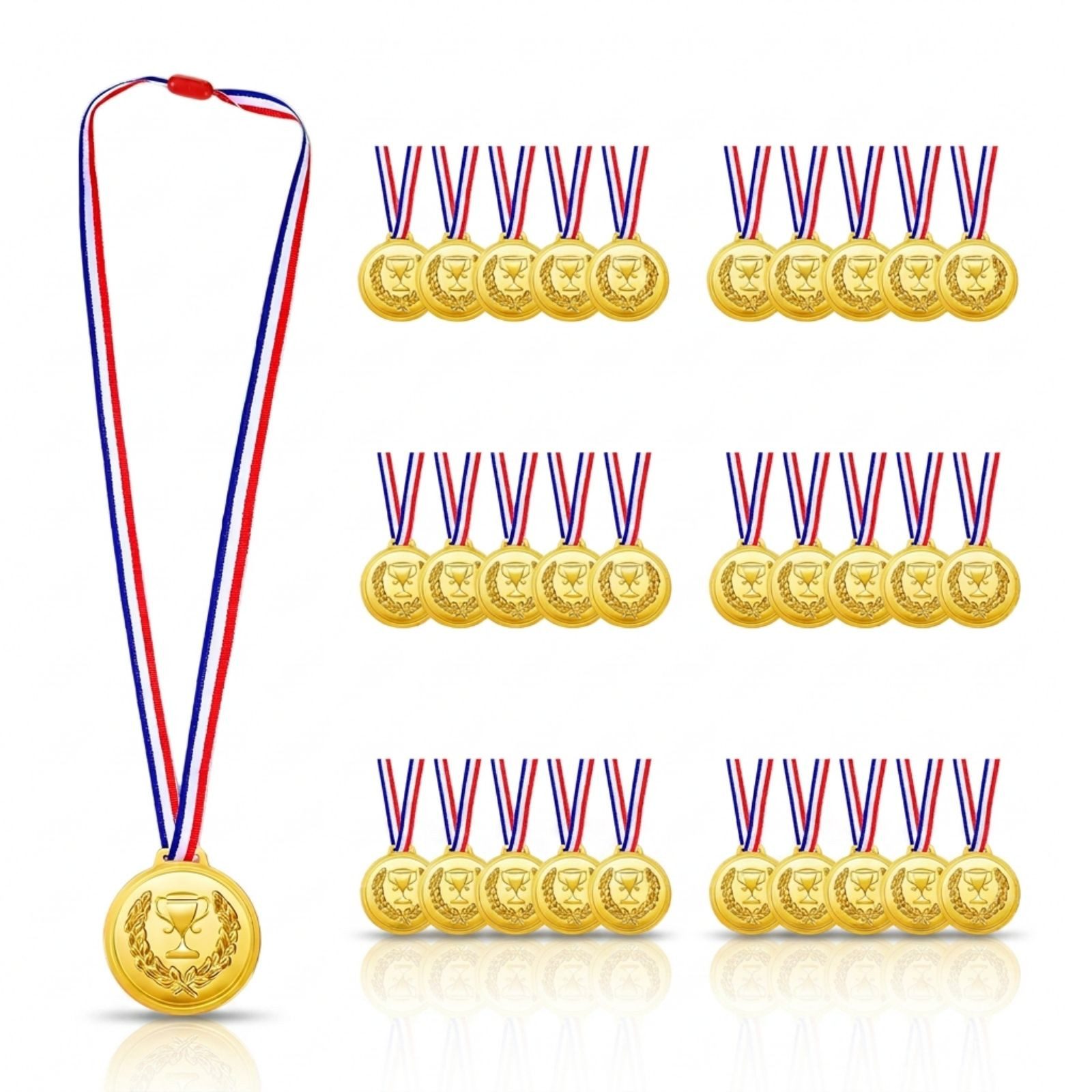 alldoro Spielesammlung Gold-Medaillen für Kinder, 30 Medaillen mit sicherem Steckverschluss, Ideal für Kindergeburtstag, Sportfest & Kinderolympiade, ab 3 Jahren