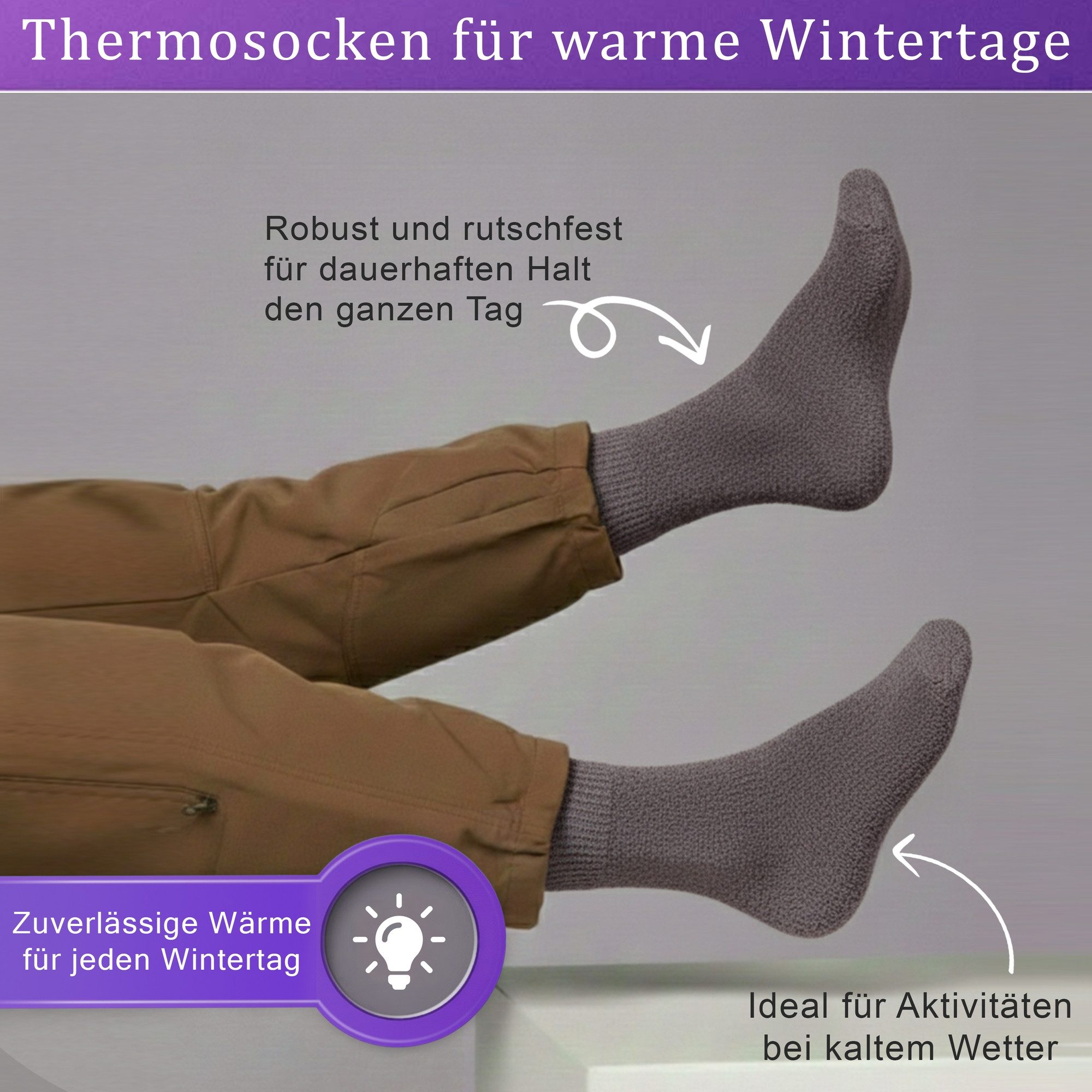 German Wear Kuschelsocken GW272 3er Pack Terrysocken (3er-Pack) Frottee-Baumwollsocken – für das ganze Jahr geeignet