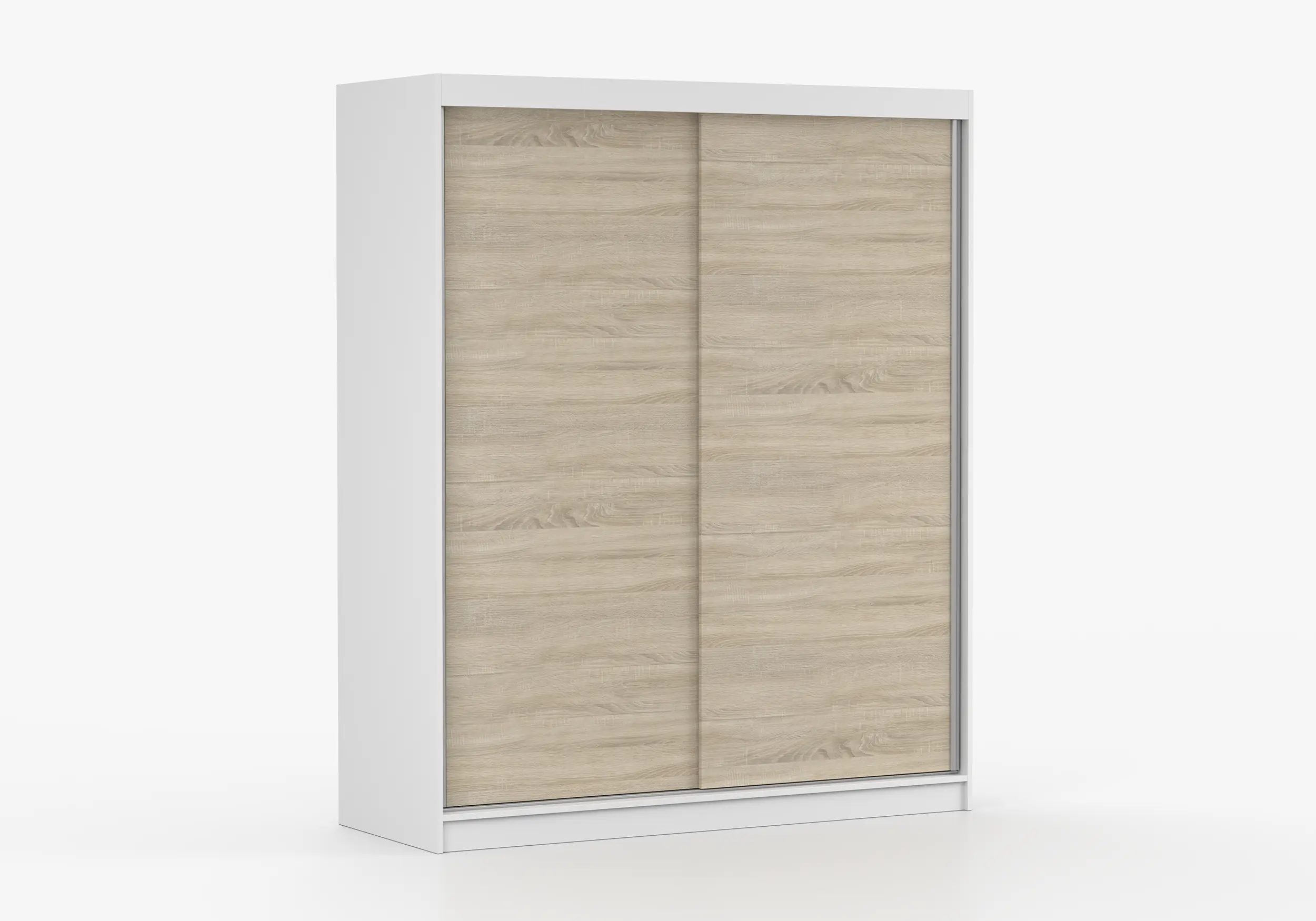 imoebel24 Schwebetürenschrank BONO 04 160 cm - Weiss Matt / Sonoma