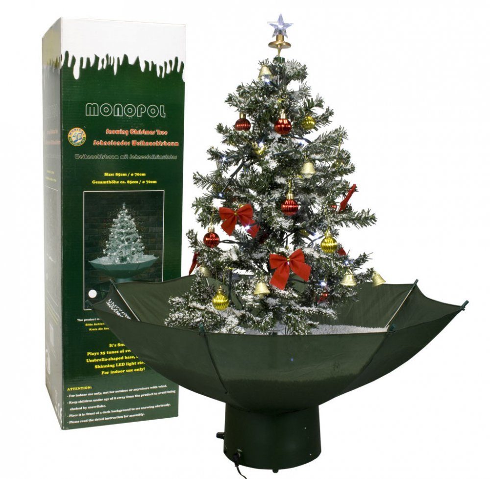 MONOPOL® Künstlicher Weihnachtsbaum Weihnachtsbaum Schneefall mit grün Musik cm, Licht Schnee 75