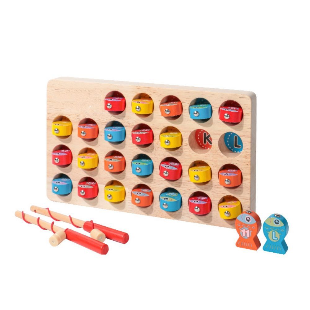 Fivejoy Magnetspielbausteine Magnetisches Angelspiel aus Holz, Feinmotorik-Spielzeug
