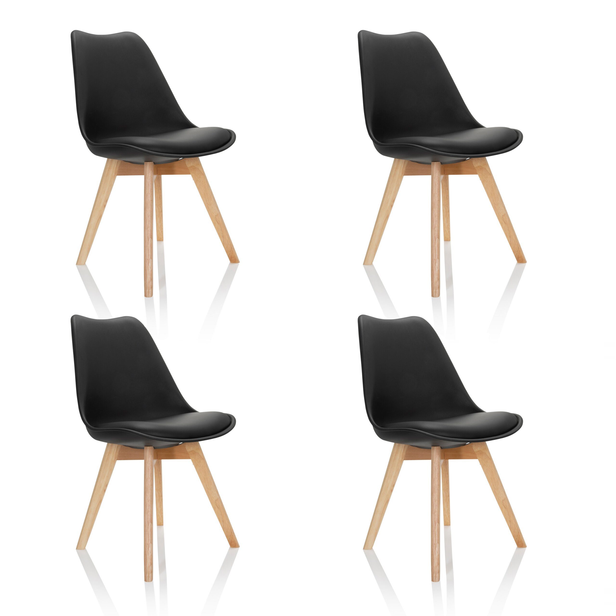 hjh OFFICE Schalenstuhl SCANDI 4 Esszimmerstuhl Kunststoff ohne Armlehnen (4er Set), SCANDI 4