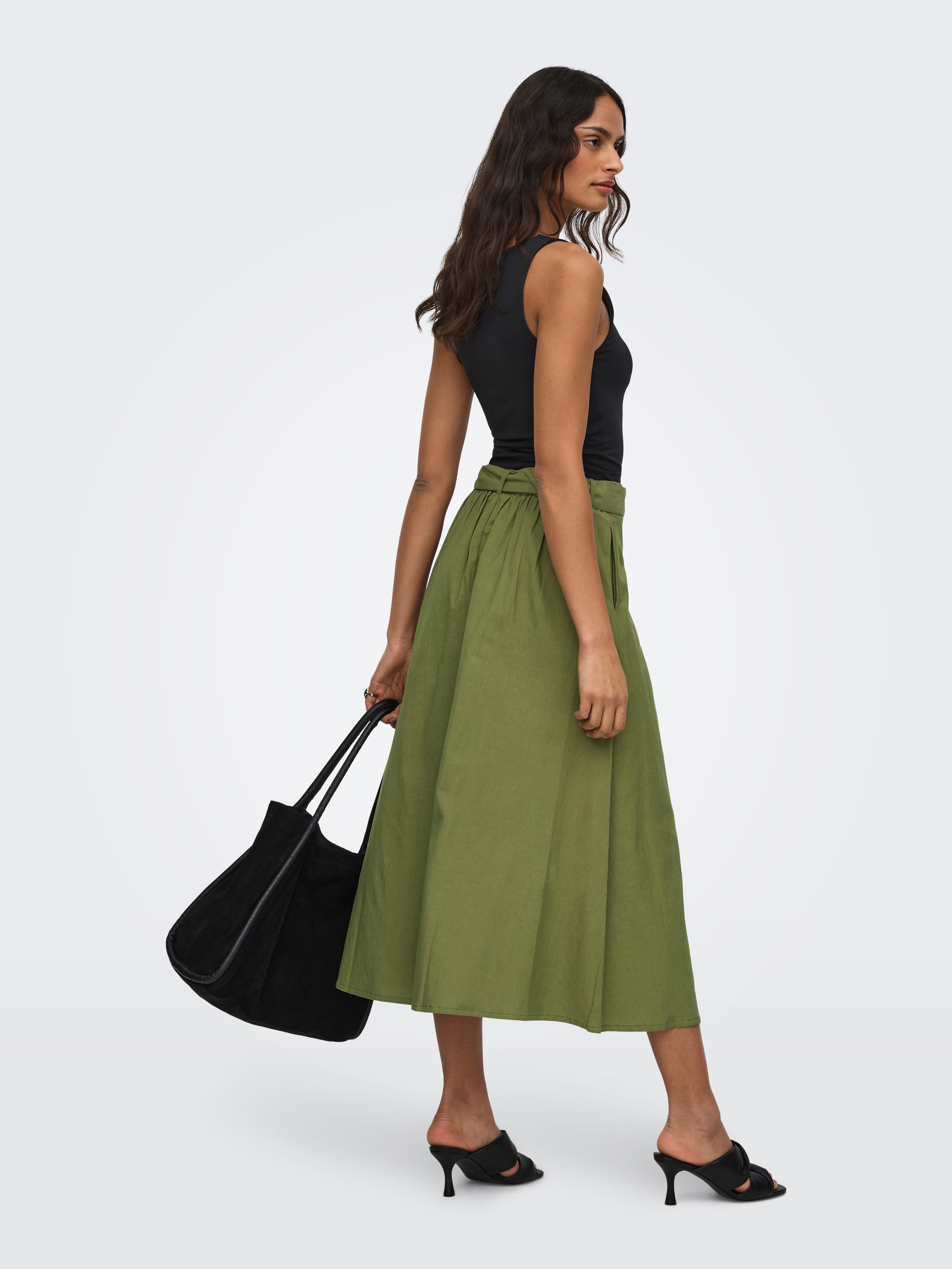 JDY Maxirock JDYMILAN LINEN HW BELTED SKIRT WVN DIA Sommerrock mit Leinen