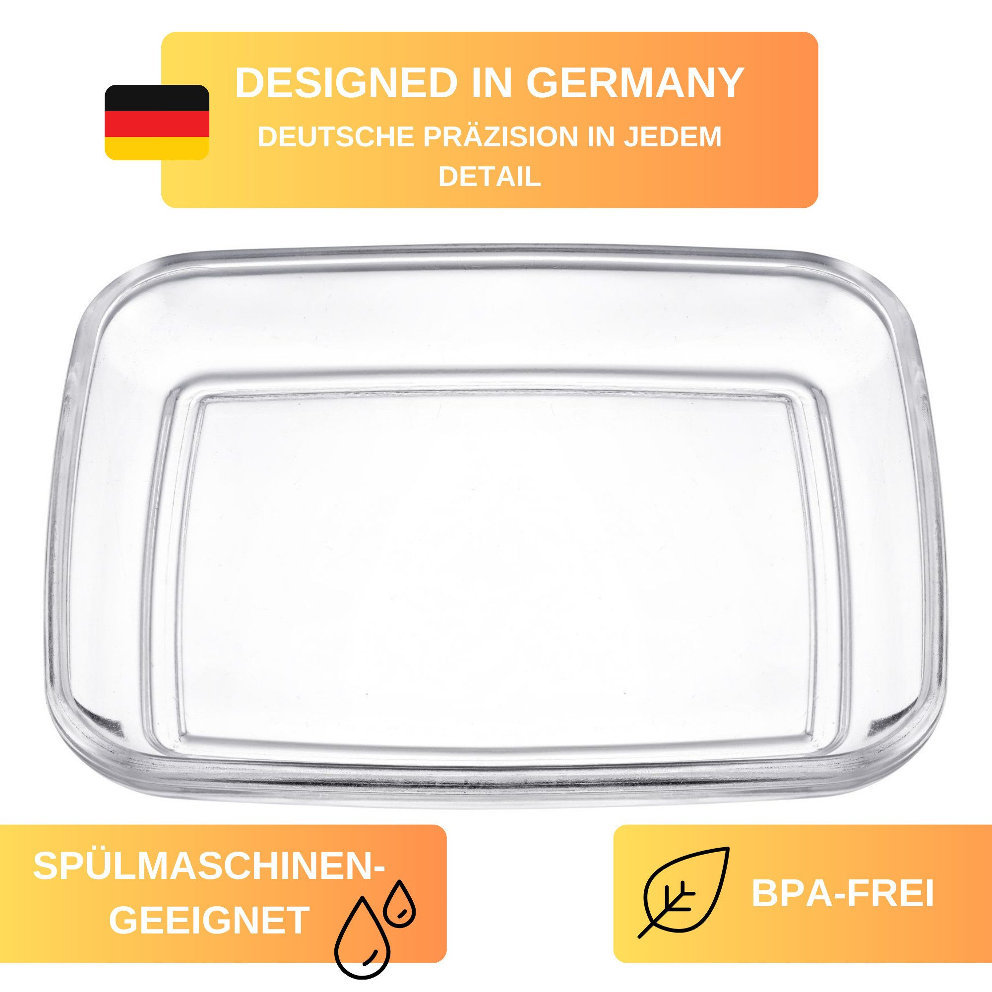 Thiru Butterdose Glas - mit speziellem Deckel-Relief für sicheres Greifen, Glas, (1-tlg)