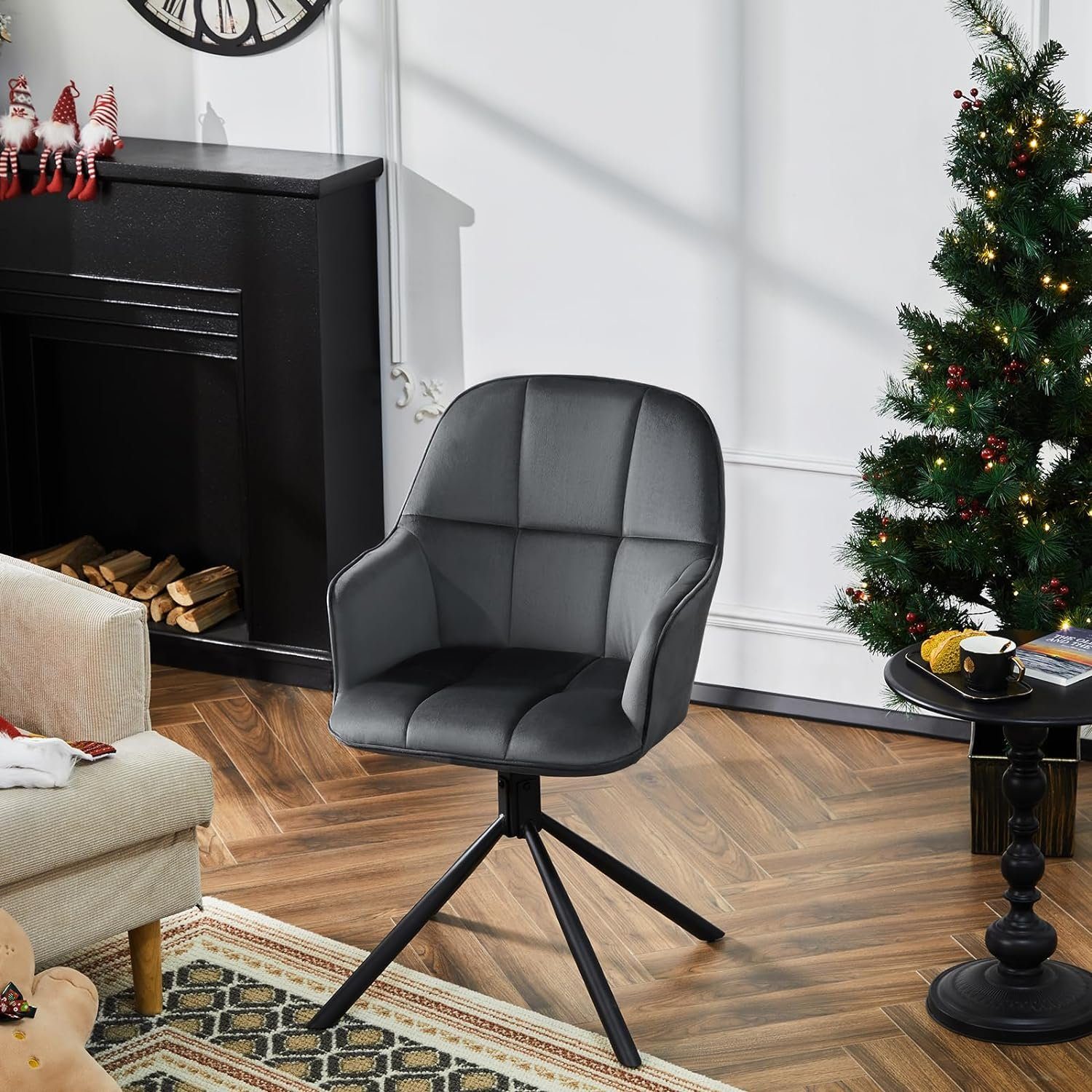 EUGAD Esszimmersessel (2-St), drehbar, mit Armlehnen Rückenlehne, Metallbeine, Samt