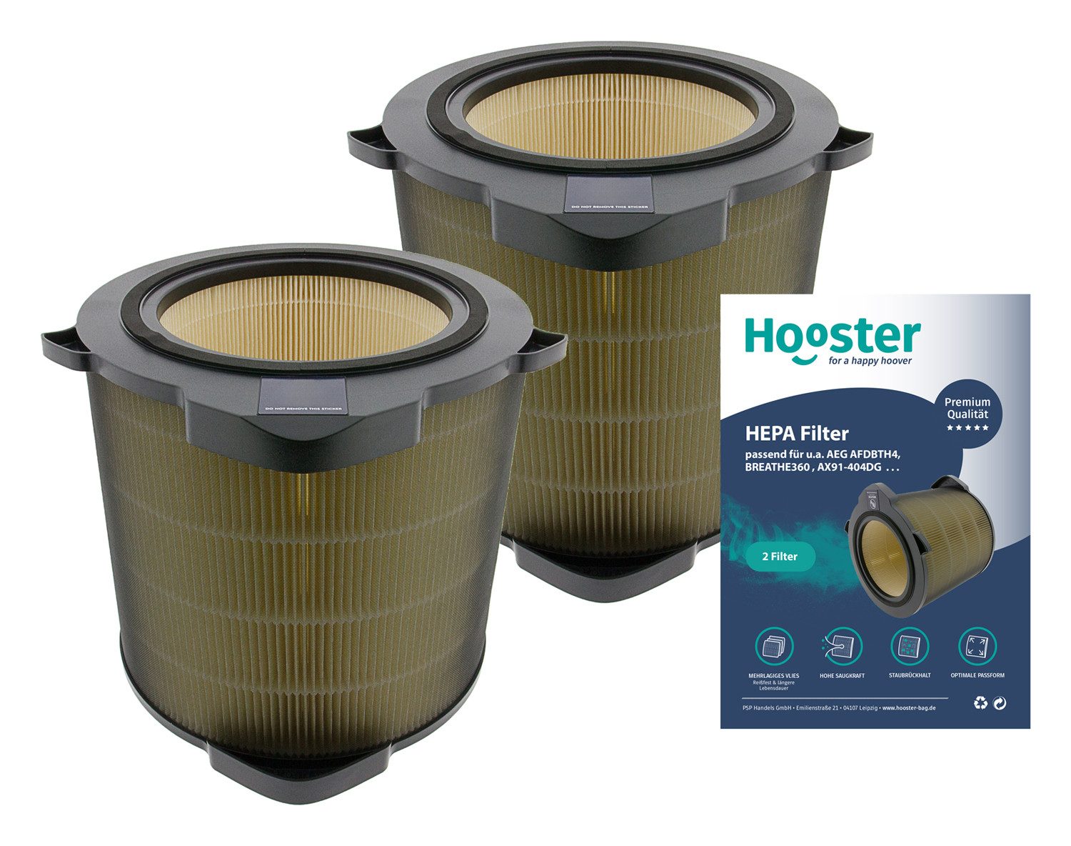 Hooster Luftfilter 2er Set Filter kompatibel mit AEG Luftreiniger AX91-404DG, Ersatz für AEG BREATHE360 Luftfilter AFDBTH4