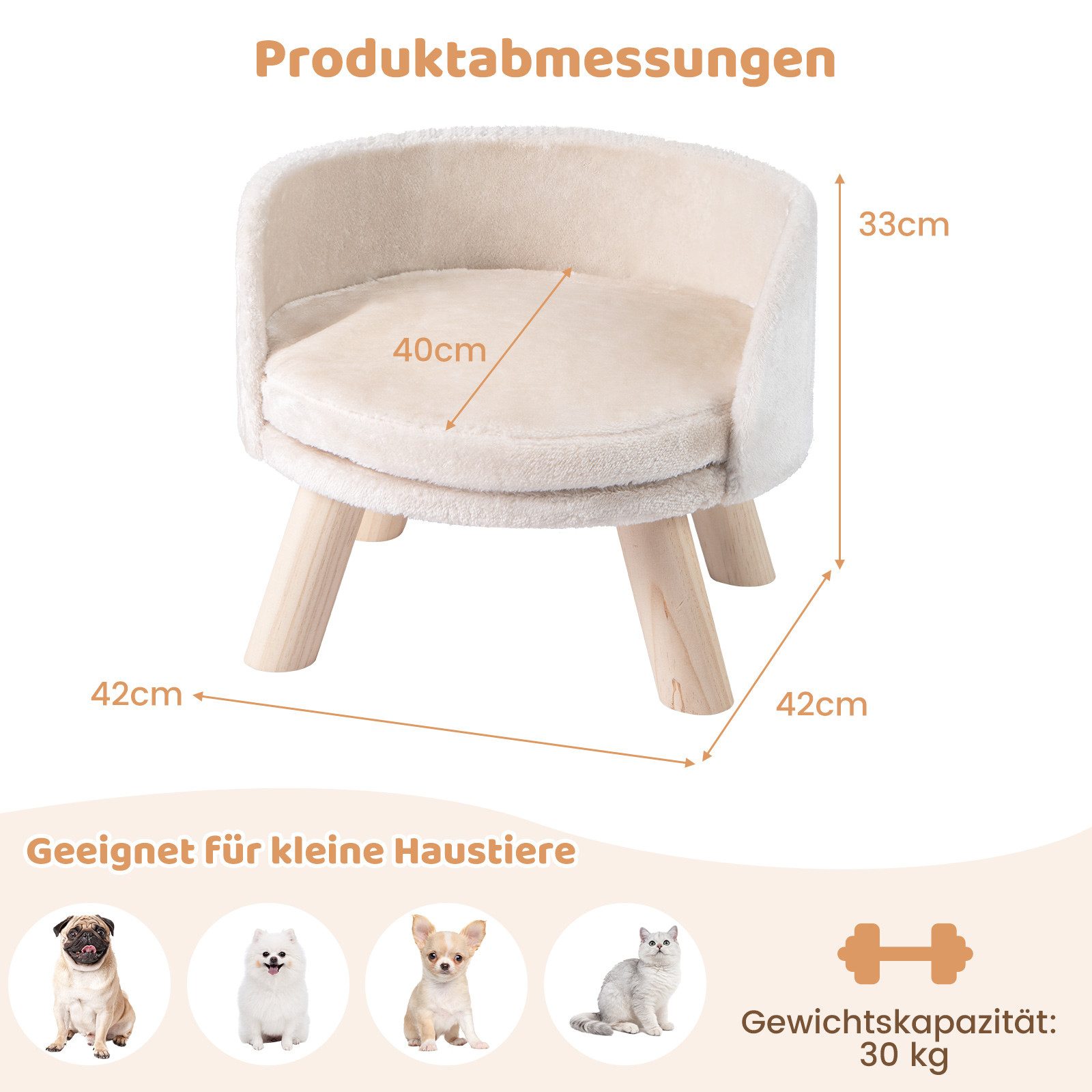 COSTWAY Tiersofa, Katzensofa, Katzenbett, mit Kissen, Rückenlehne