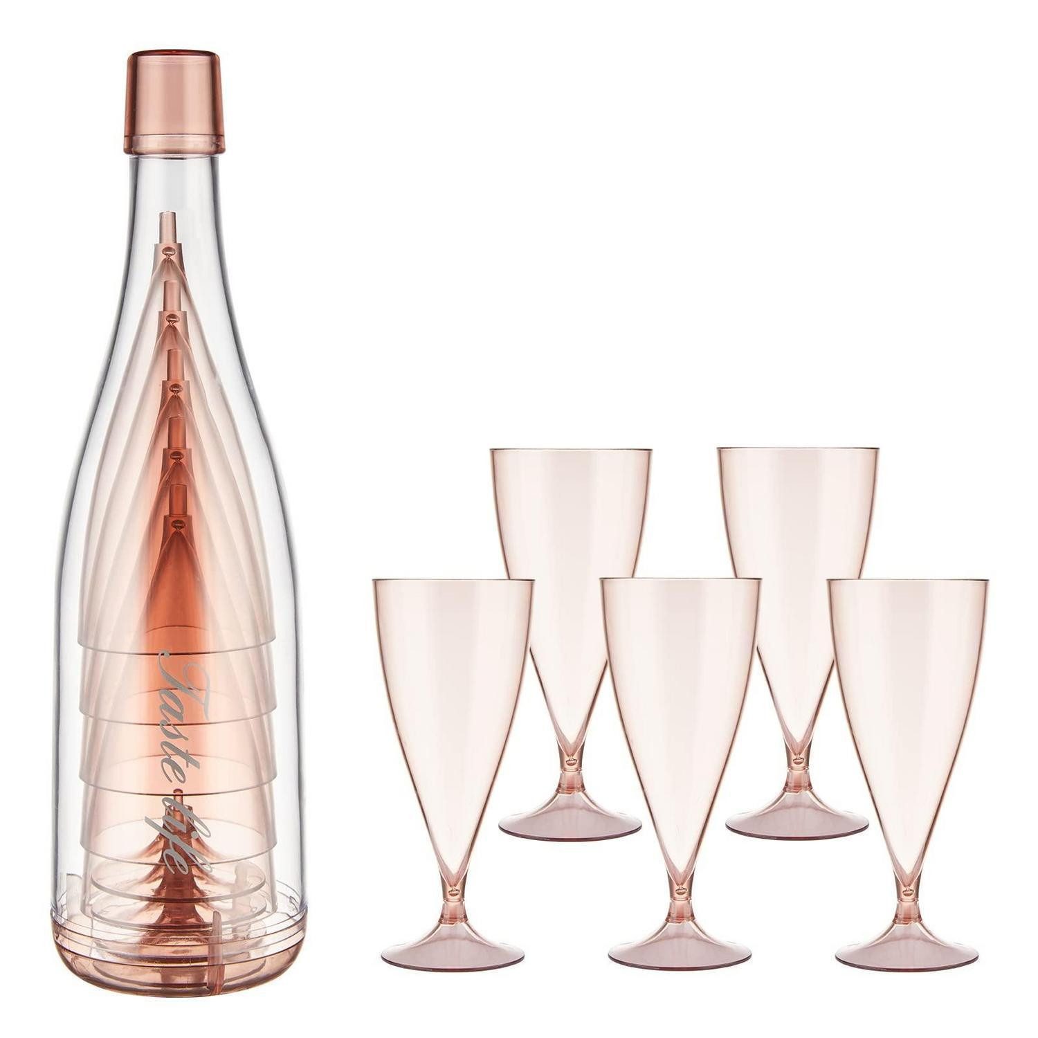 LuxusKollektion Sektglas 5er-Set Camping Sektgläser Pink, stapelbar, 170ml, 5-tlg., Kunststoff