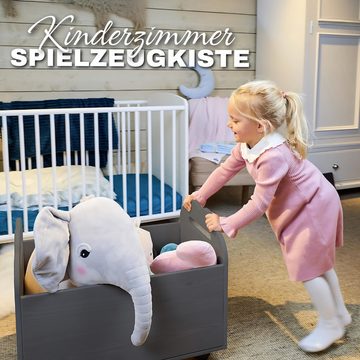 Alavya Home® Spielzeugtruhe BULLI Premiumqualität für Kinder (Kinderzimmerregal Spielzeugkiste), Spielzeug-Organizer mit 4 Rollen Aufbewahrungsregal aus Kiefernholz