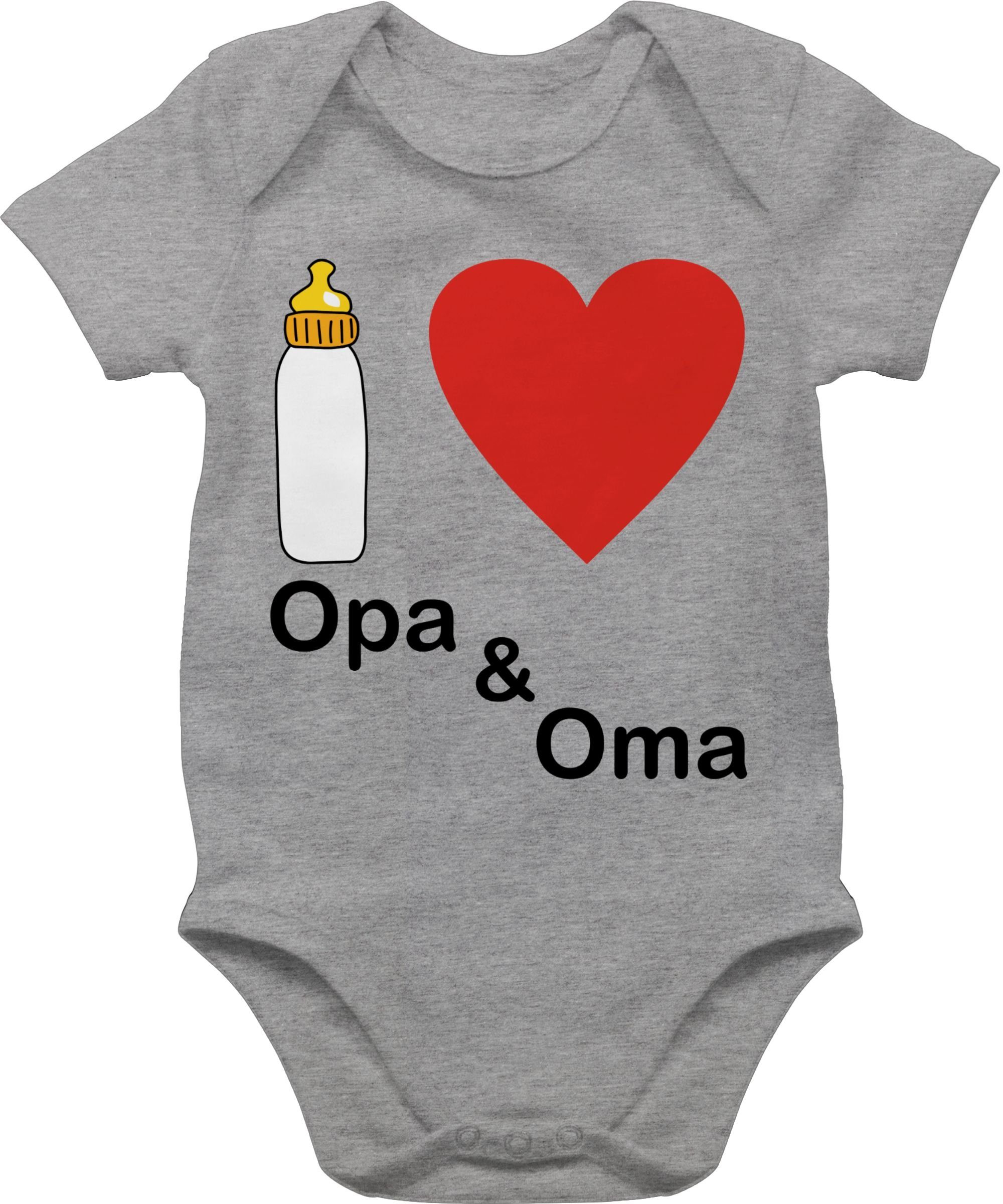 Shirtracer Shirtbody I love Opa und Nuckelflasche Aktuelle Grau Baby 2 Trends meliert Oma