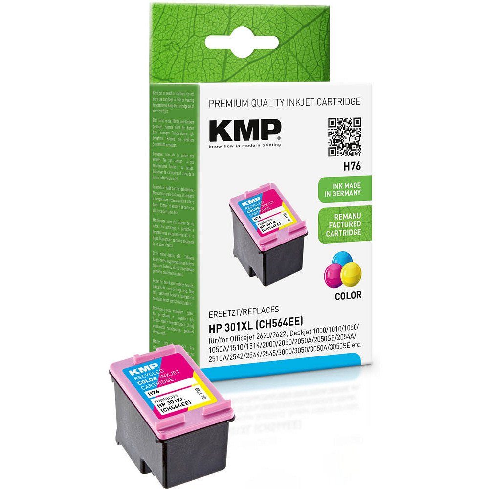 KMP 1 magenta, HP ERSETZT gelb 301XL color (1-tlg) Tintenpatrone H76 - Tinte cyan