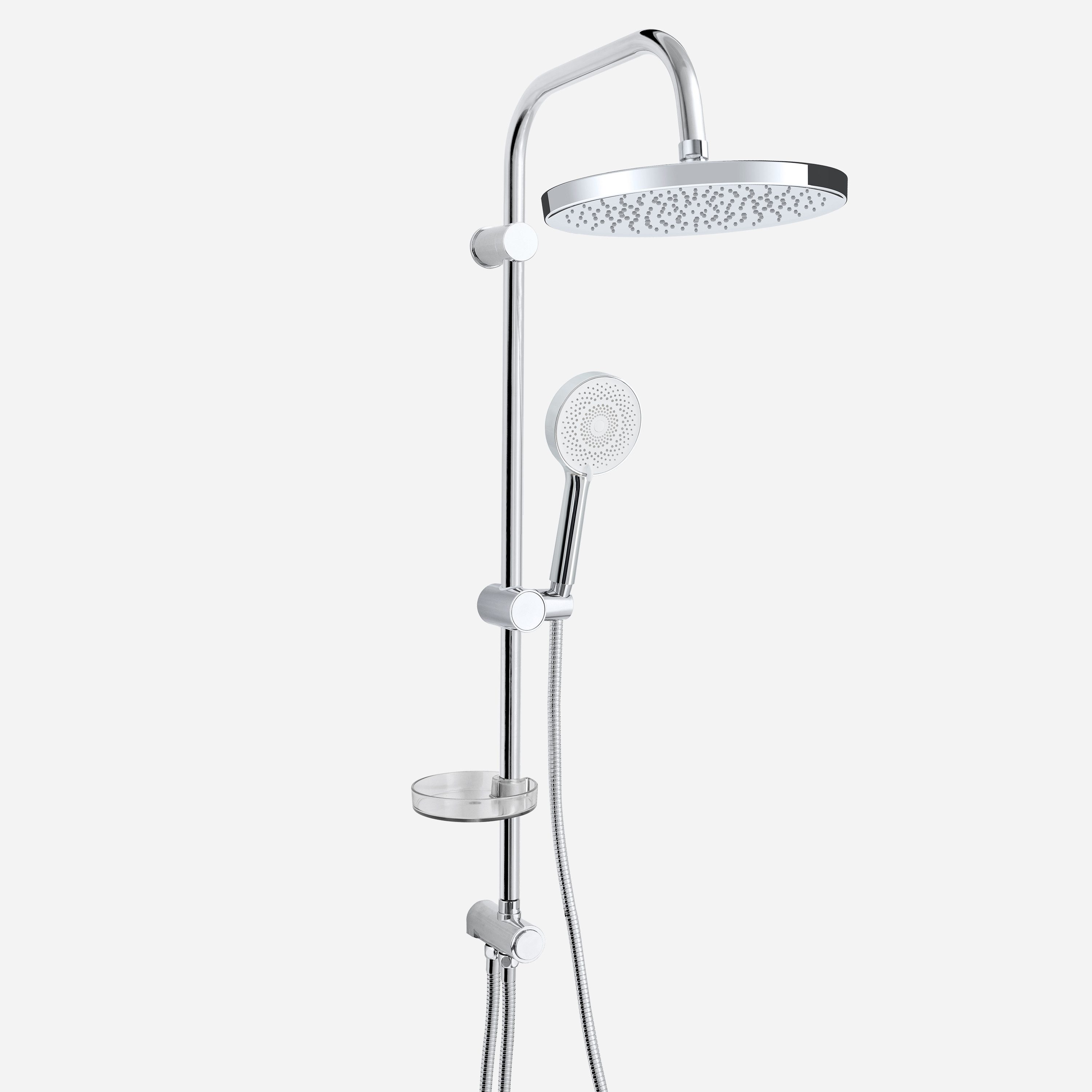 Euroshowers GmbH Duschsystem EuroFlux, Duschsystem Chrom/Weiß, Höhe 93.7 cm, 3 Strahlart(en)