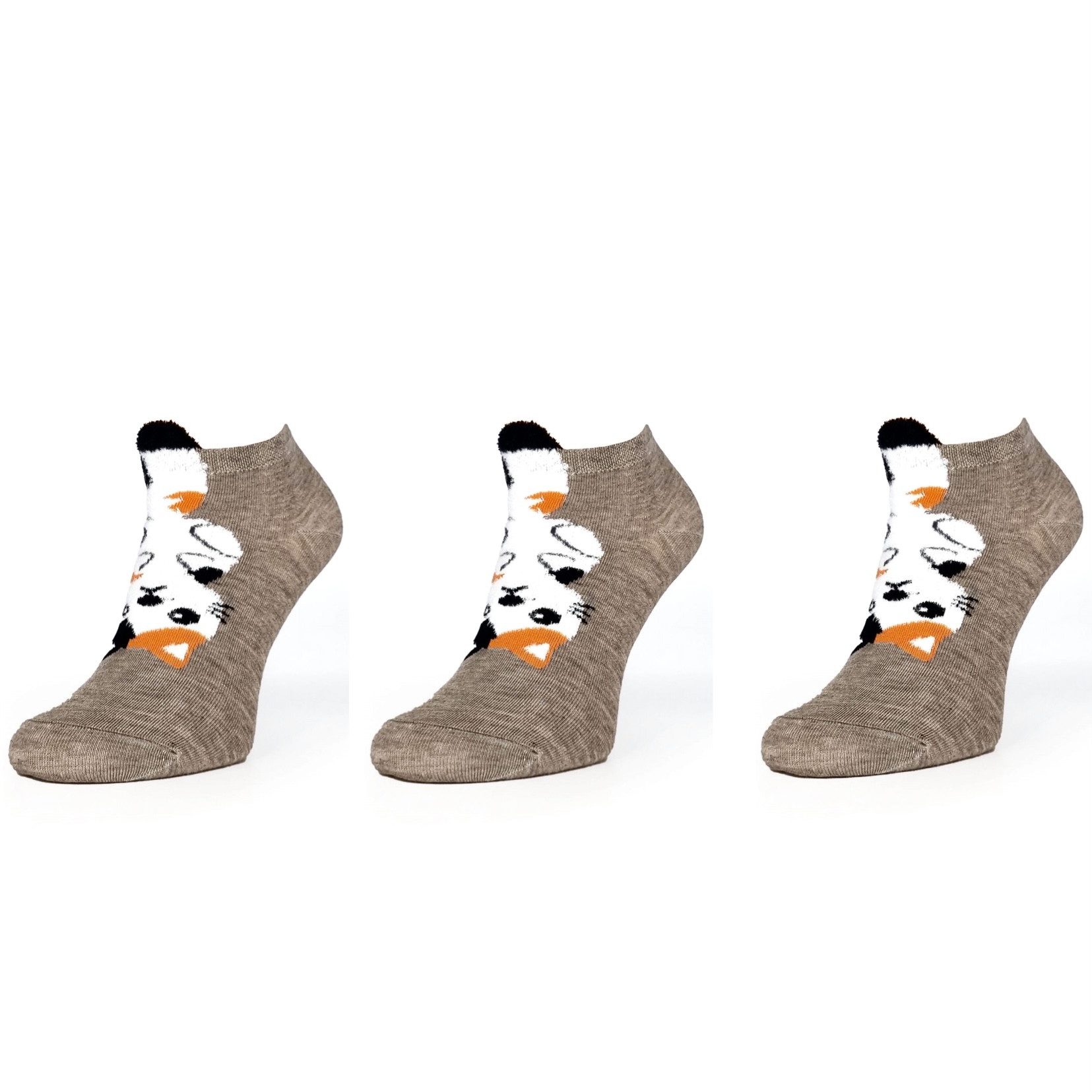 Aurelie Freizeitsocken kurze Socken mit Katzenmuster für Damen schöne Tiersocken (3-Paar)