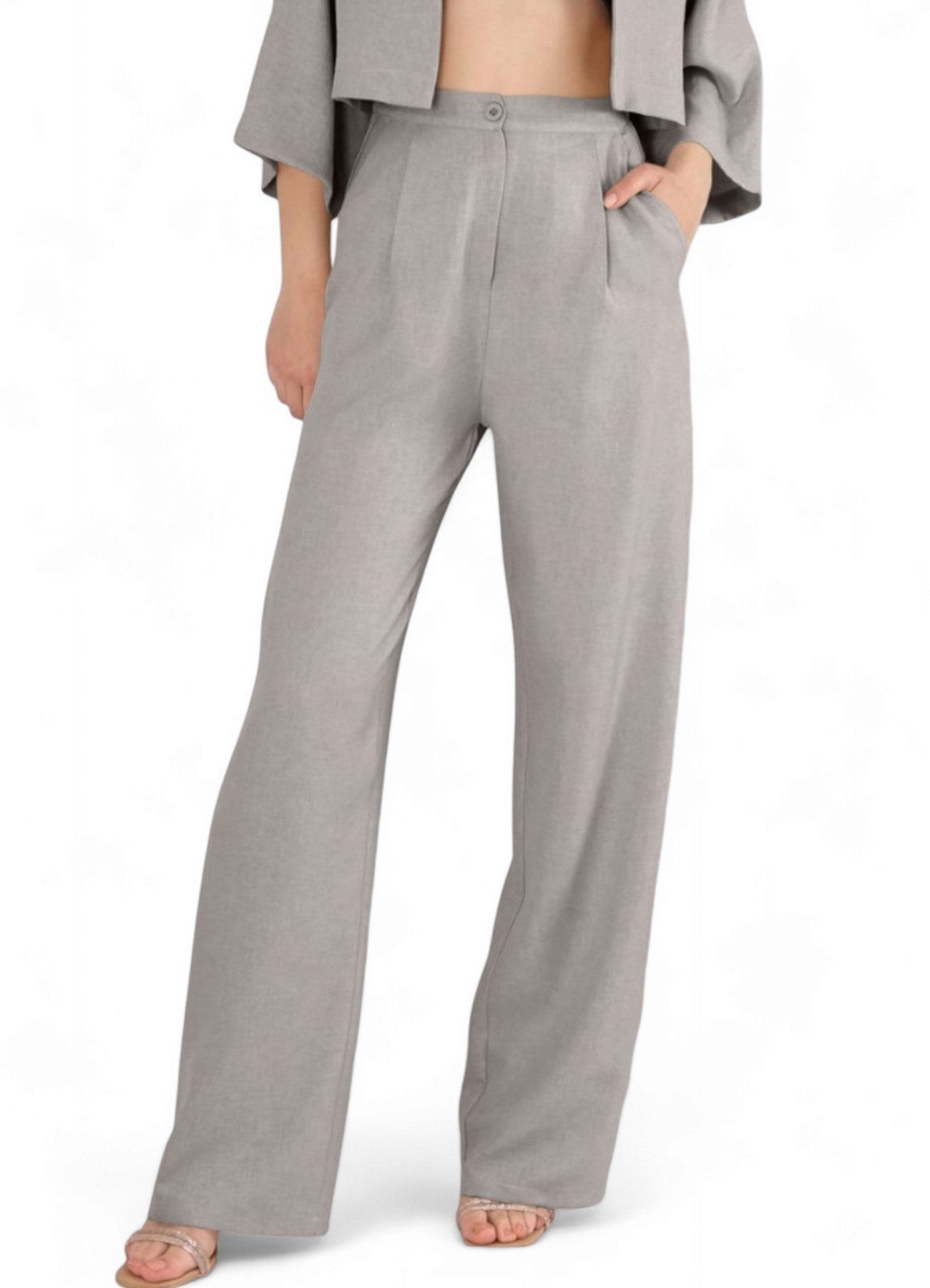 fashionshowcase Palazzohose Damen Stoffhose in Leinenoptik günstig online kaufen