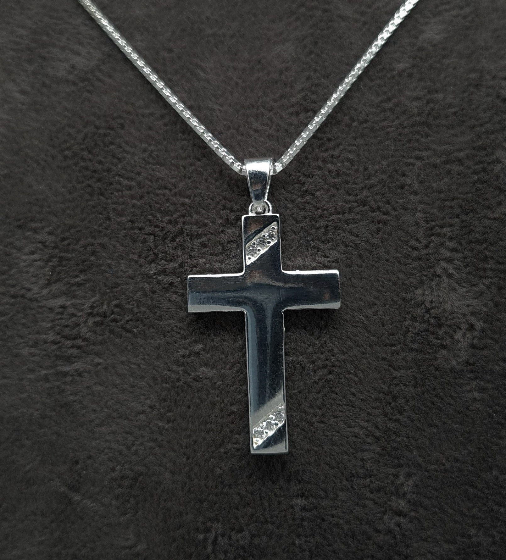 NAHLE Kreuzkette Kreuz Silberkette Kreuz Kette Zirkonia 925 Silber Halskette (inklusive Schmuckbox), 925 Silber Anhänger - rhodiniert