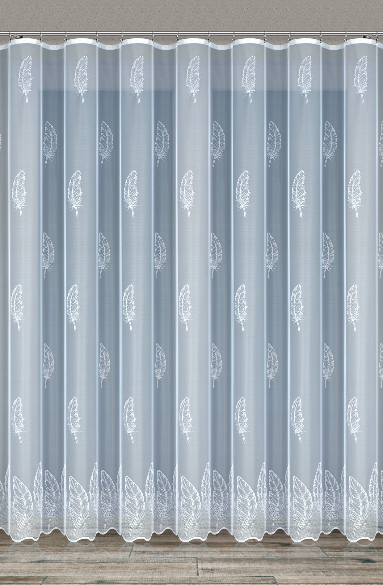 QBTEXTIL Gardine Feder-Motiv, Jacquard-Stoff, Modell 35697, Kräuselband, ha günstig online kaufen