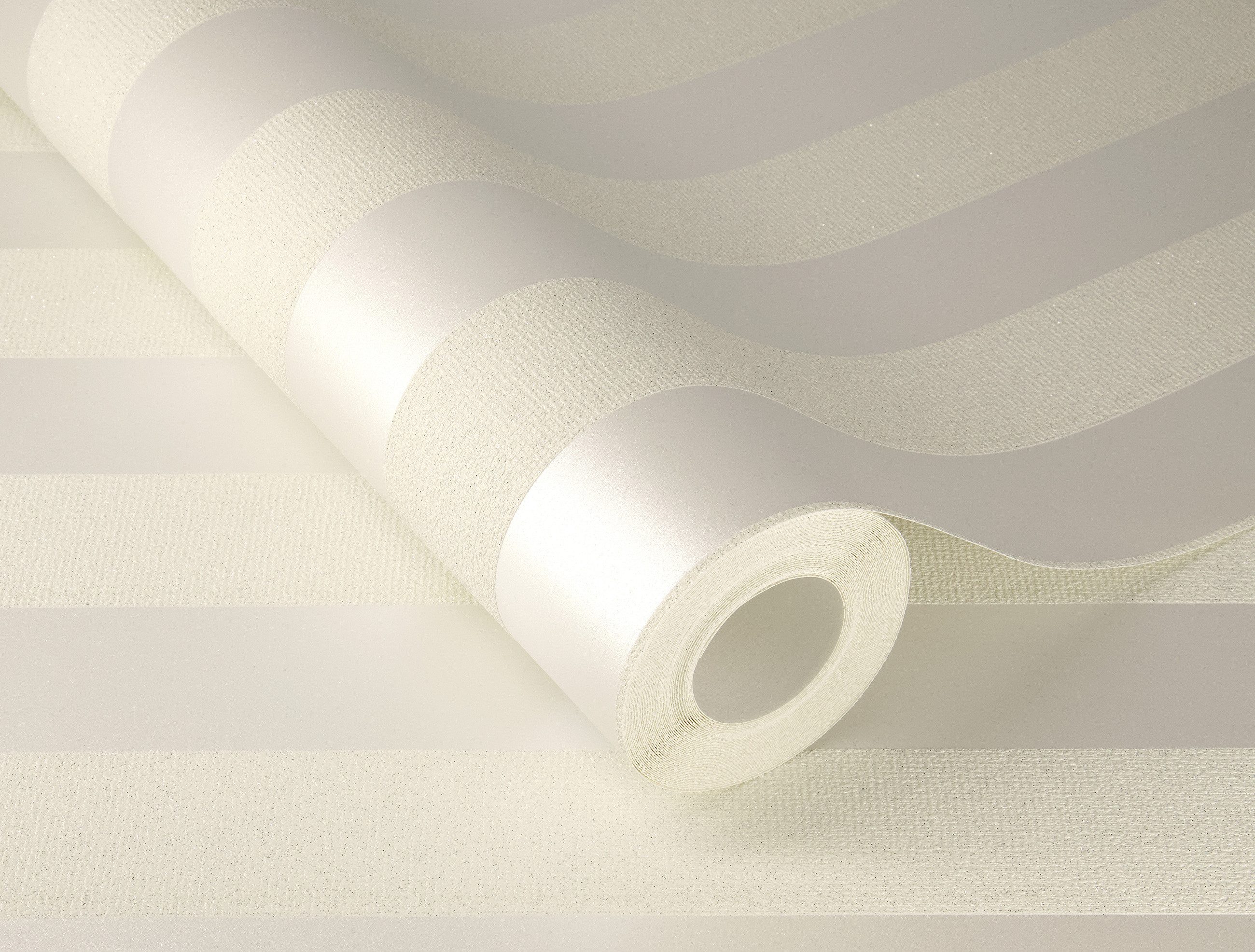 Rasch Vliestapete Tapete Streifen in Weiß und Beige, strukturiert, Streifen, (1 St)
