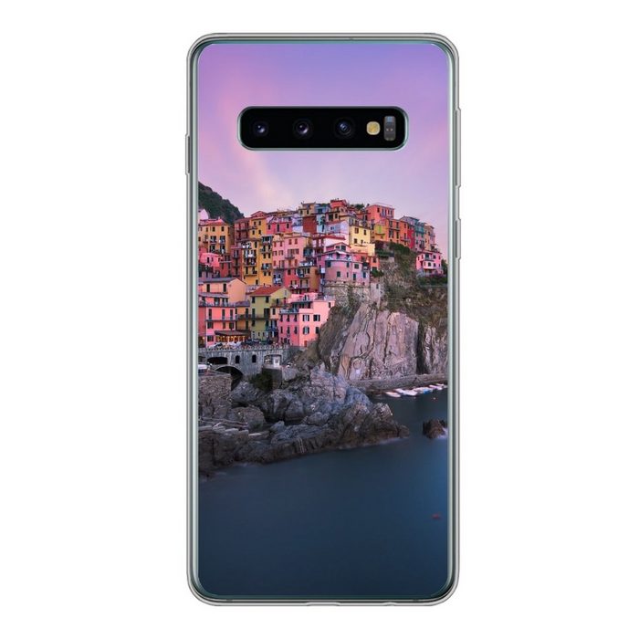 MuchoWow Handyhülle Lila Himmel über Cinque Terre in Italien Phone Case Handyhülle Samsung Galaxy S10 Silikon Schutzhülle