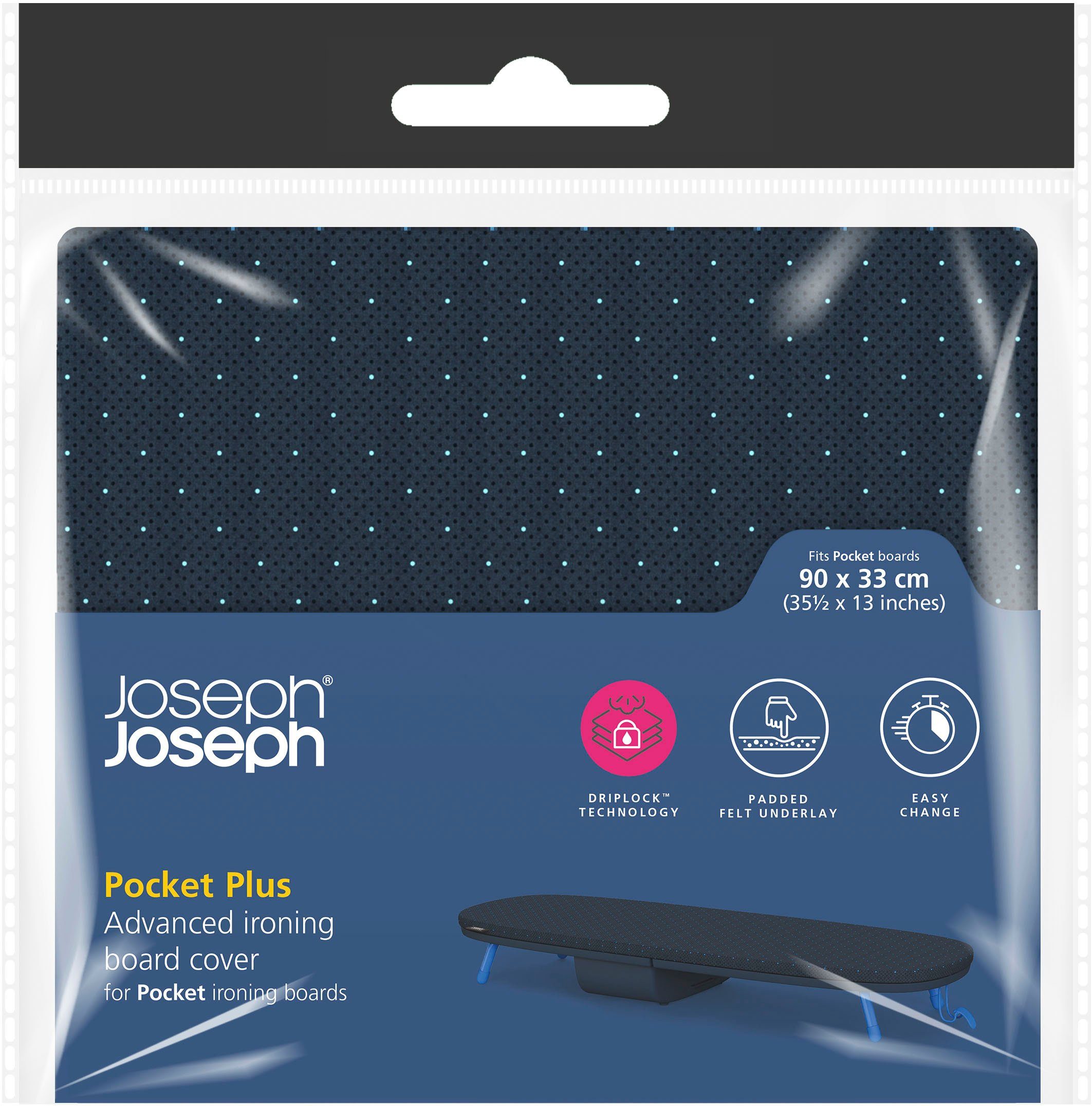 Joseph Joseph Bügelbrettbezug Pocket Plus Hochfunktioneller Bügelbrettbezug (90 x 30 cm), 90x30 cm